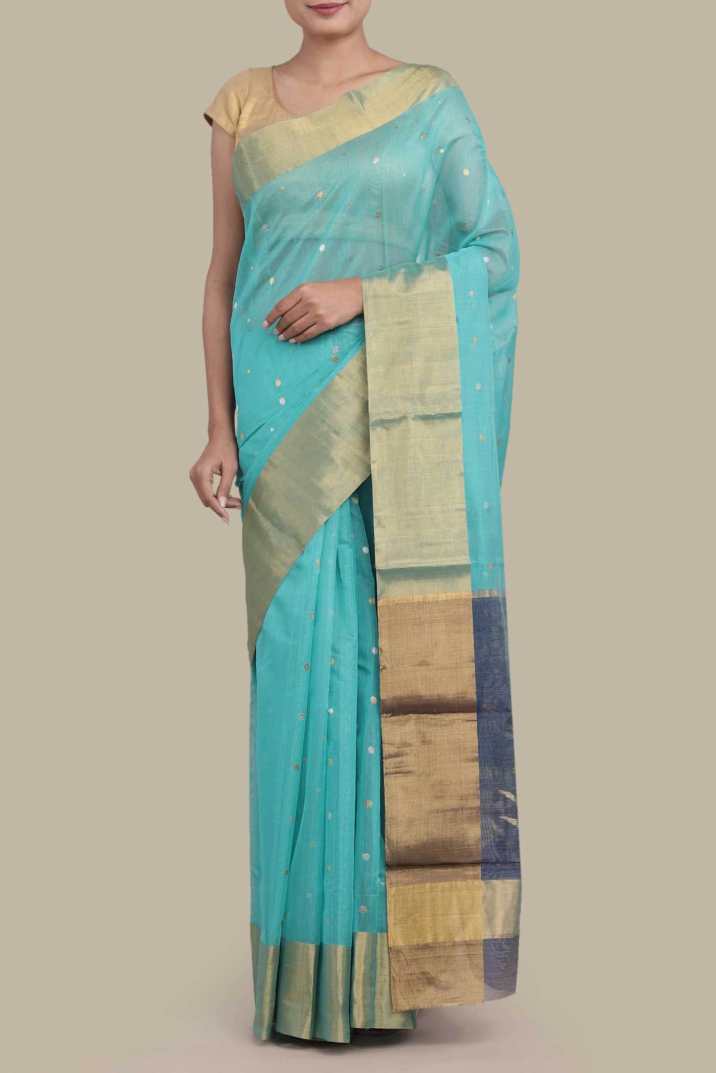 Green Chanderi Silk Cotton Saree