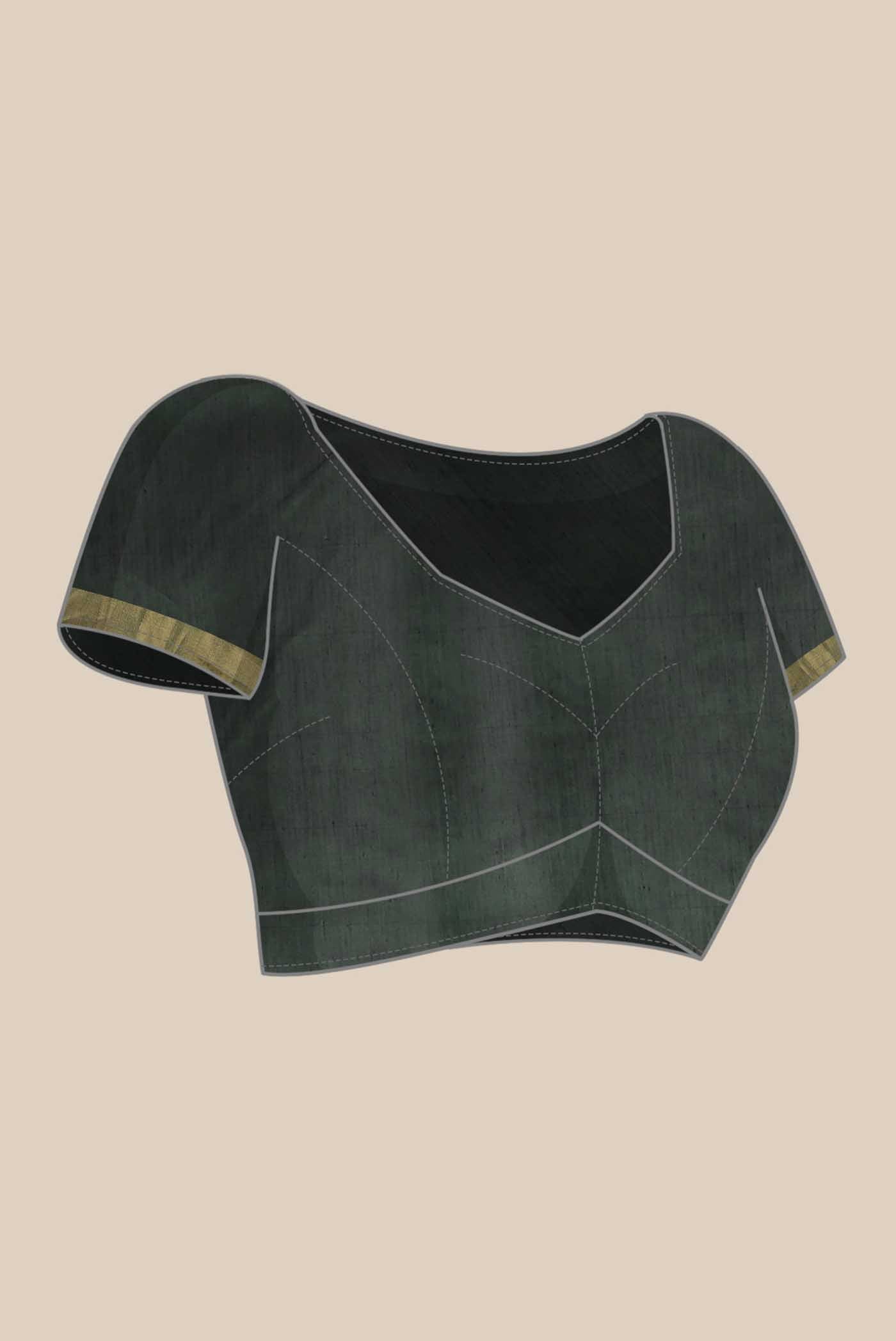 Green Chanderi Silk Cotton Saree