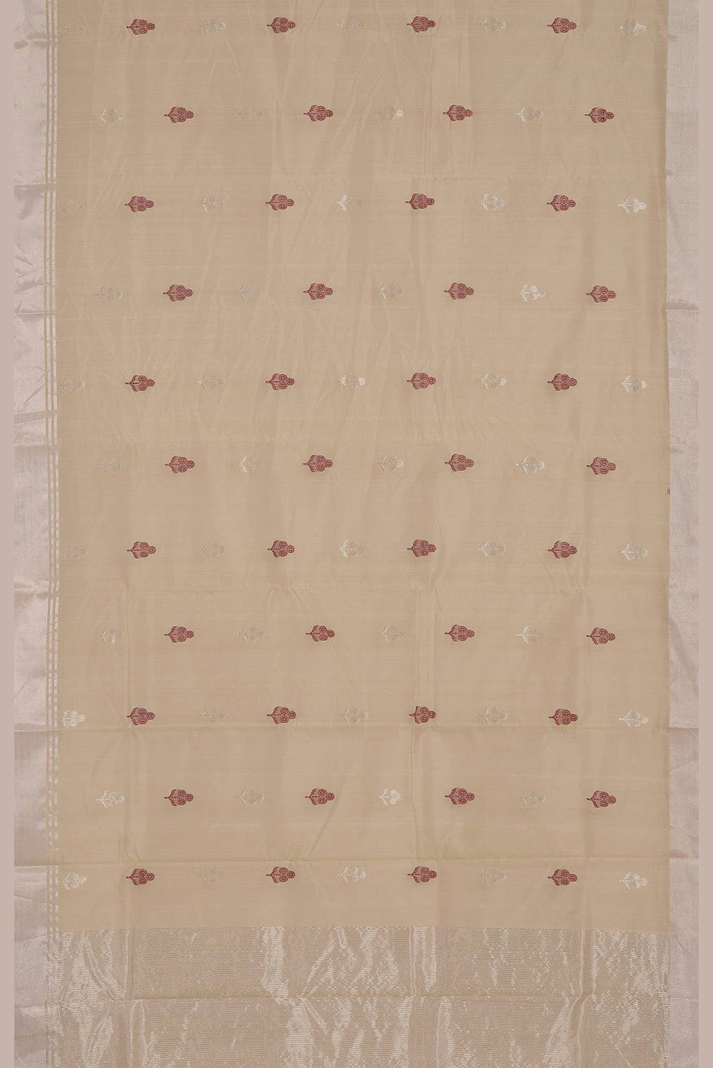 Beige Chanderi Silk Cotton Saree