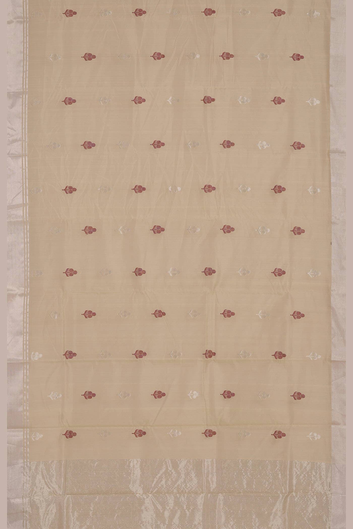Beige Chanderi Silk Cotton Saree