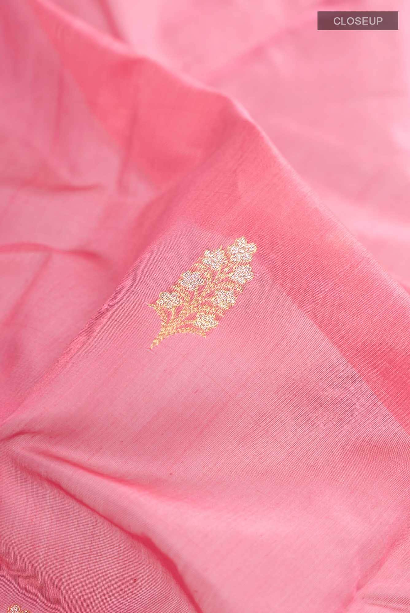 Pink Chanderi Silk Saree