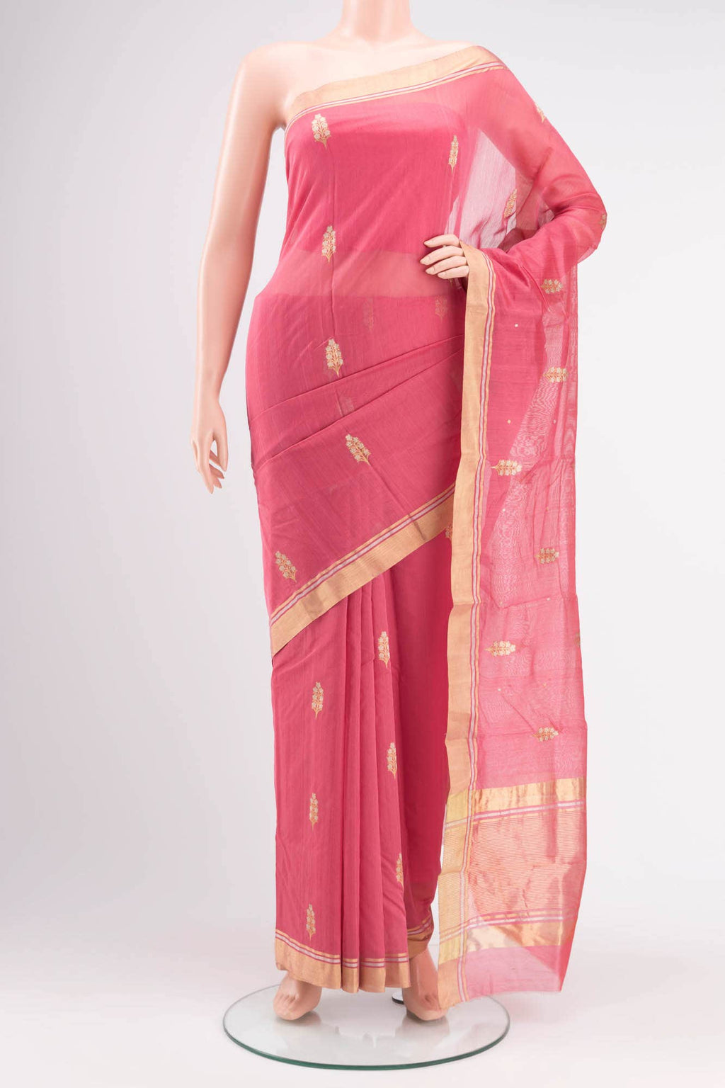 Pink Chanderi Silk Saree