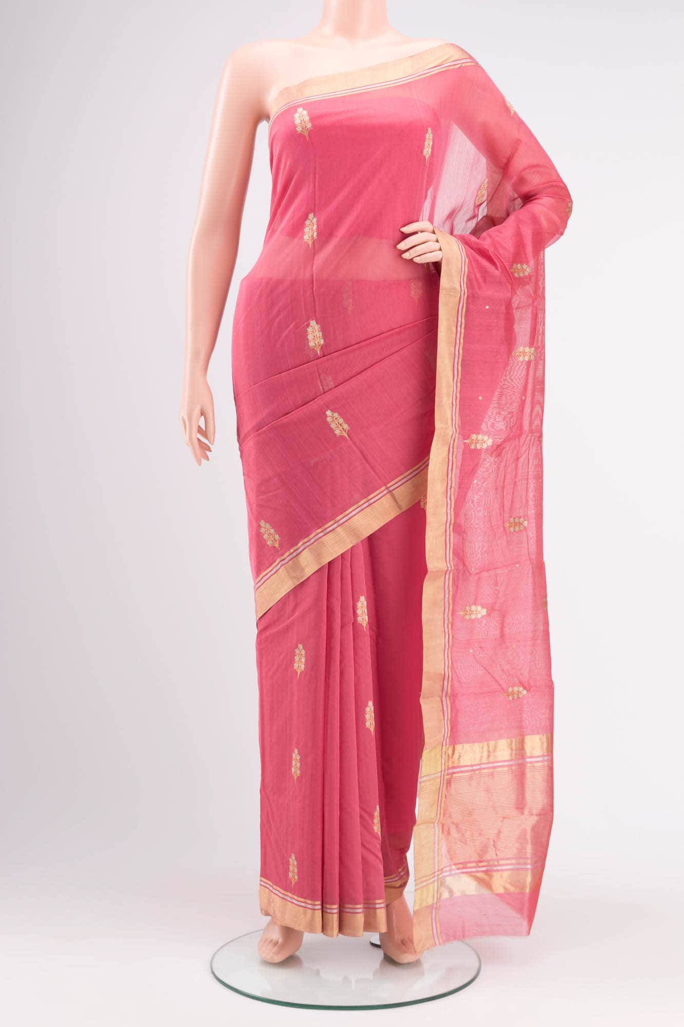 Pink Chanderi Silk Saree