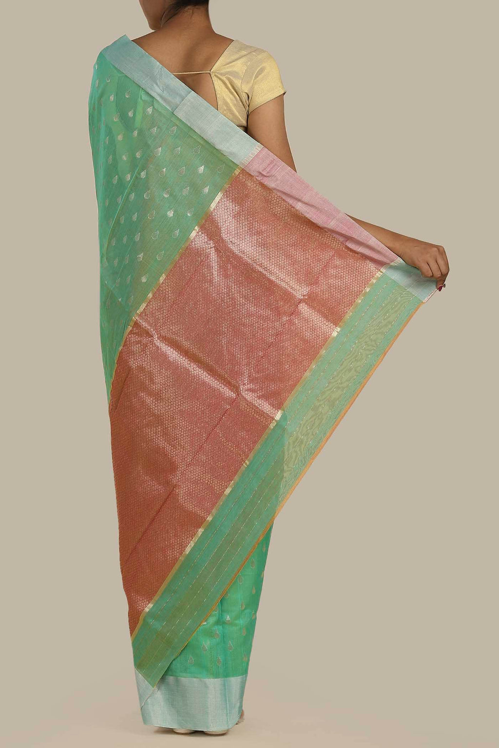 Green Chanderi Silk Cotton Saree