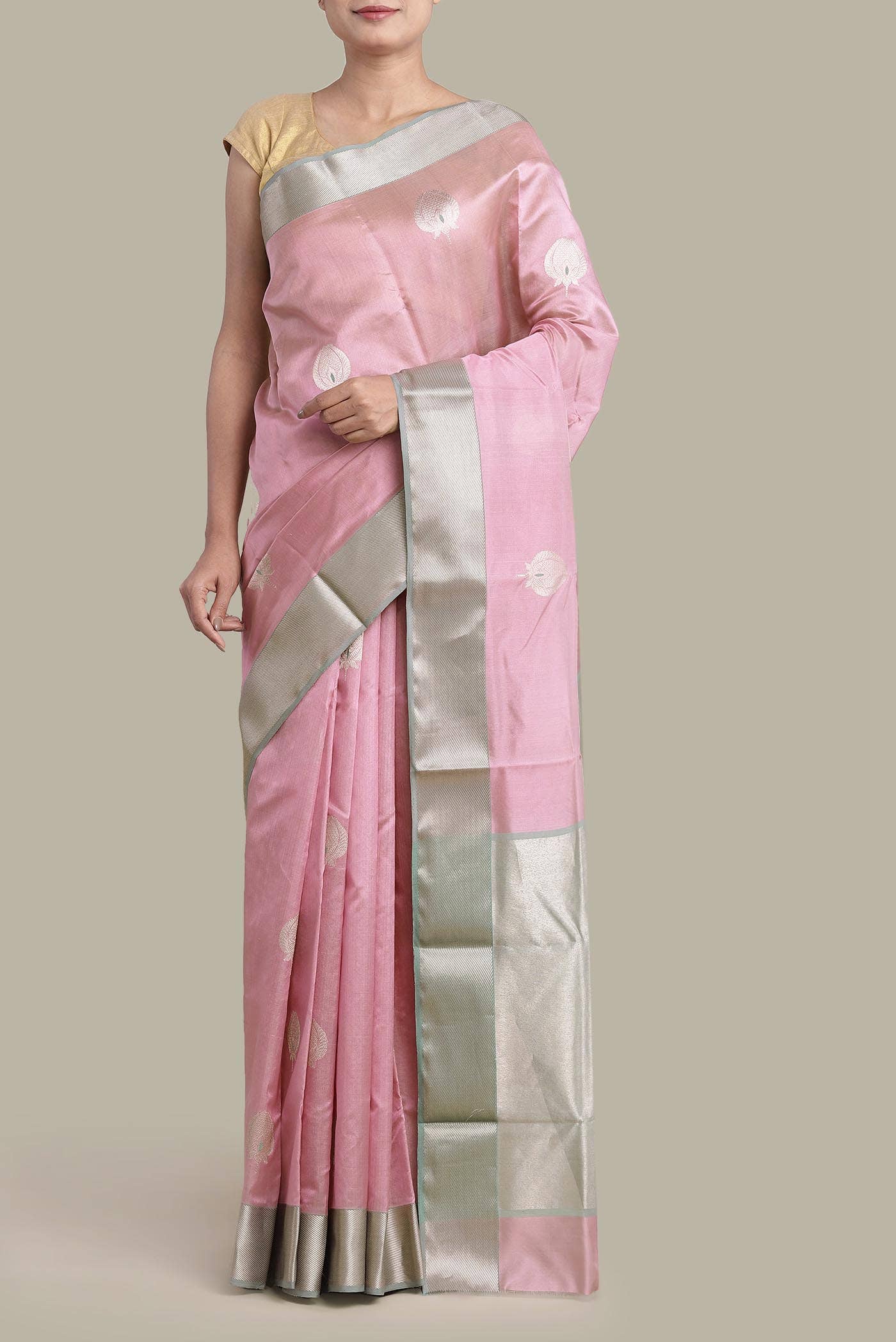 Pink Chanderi Silk Cotton Saree