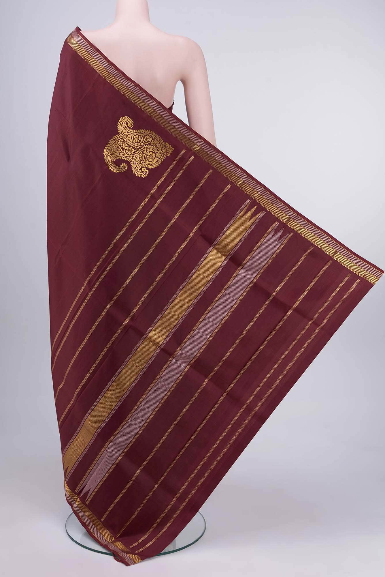 Pure Silk Pure Zari Brown Kanchipuram Saree