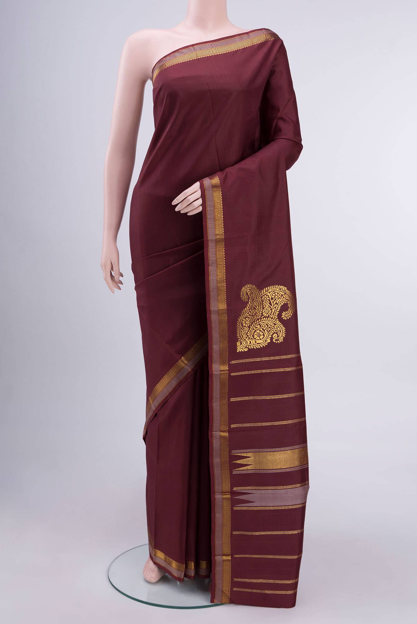 Pure Silk Pure Zari Brown Kanchipuram Saree