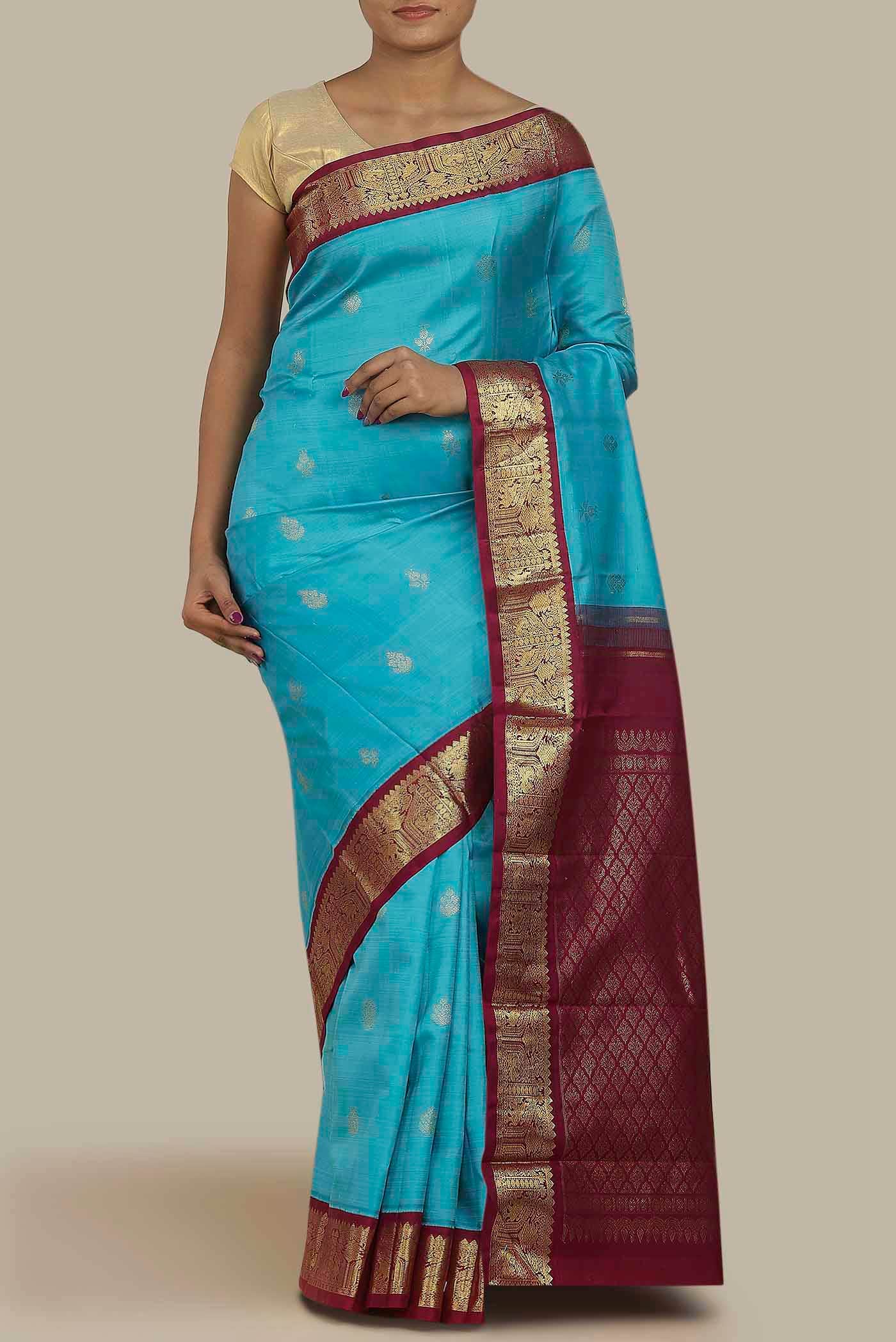 Blue Kanchipuram Silk Saree