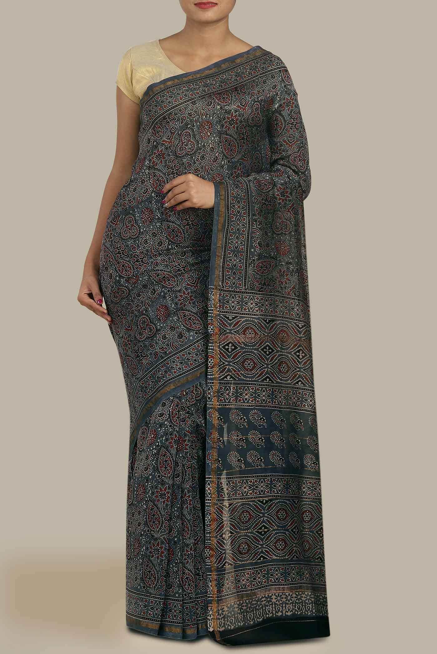 Blue Chanderi Silk Cotton Saree