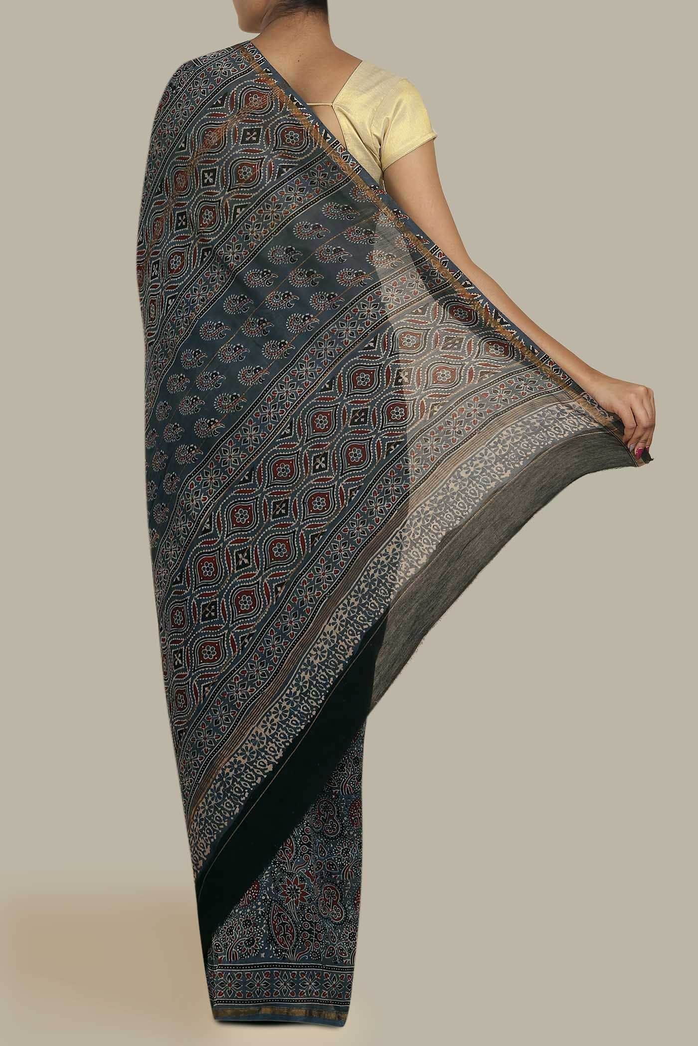 Blue Chanderi Silk Cotton Saree