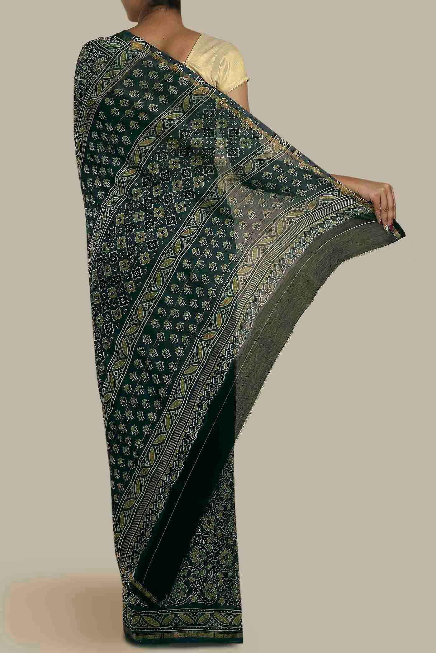 Blue Chanderi Silk Cotton Saree