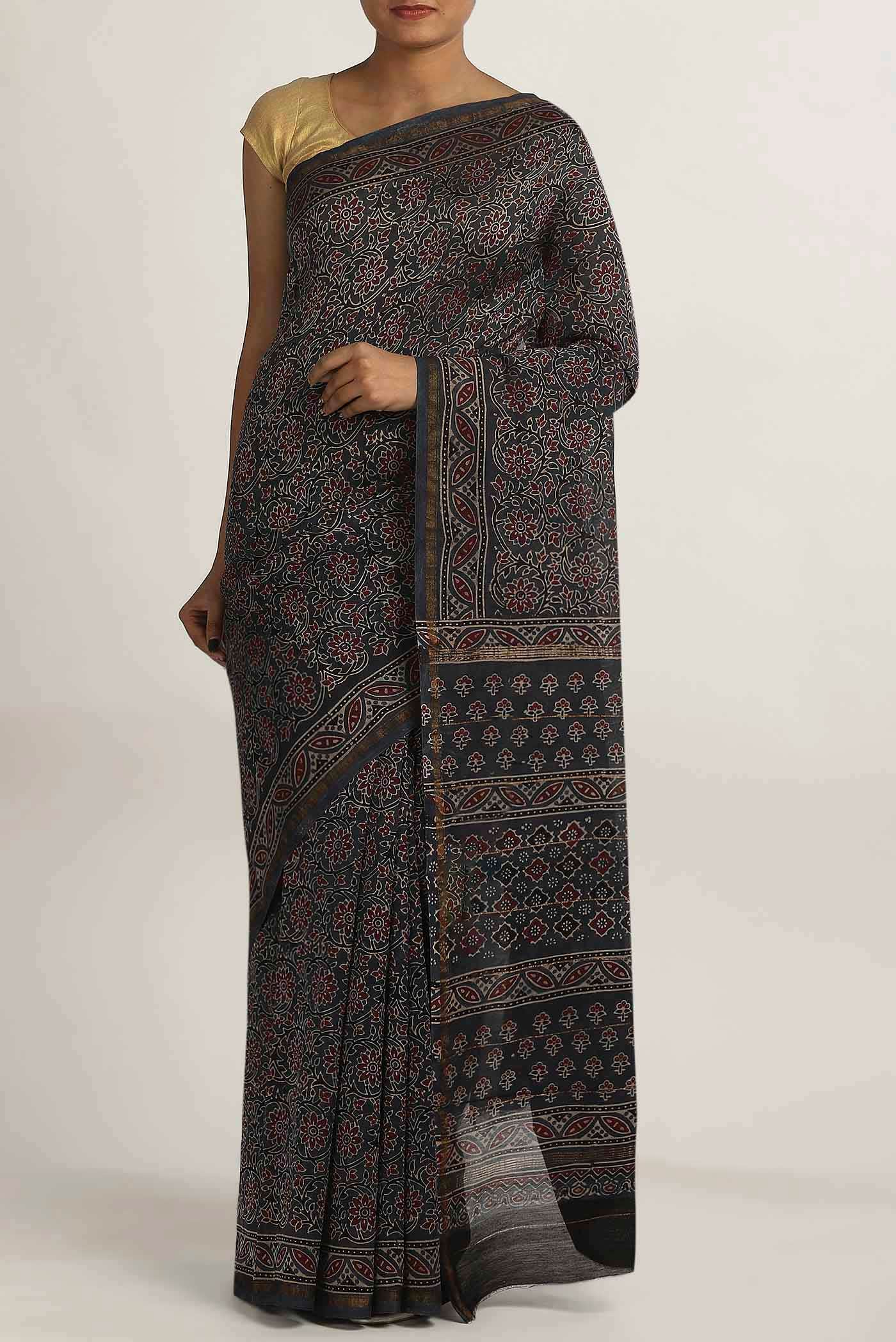 Blue Chanderi Silk Cotton Saree