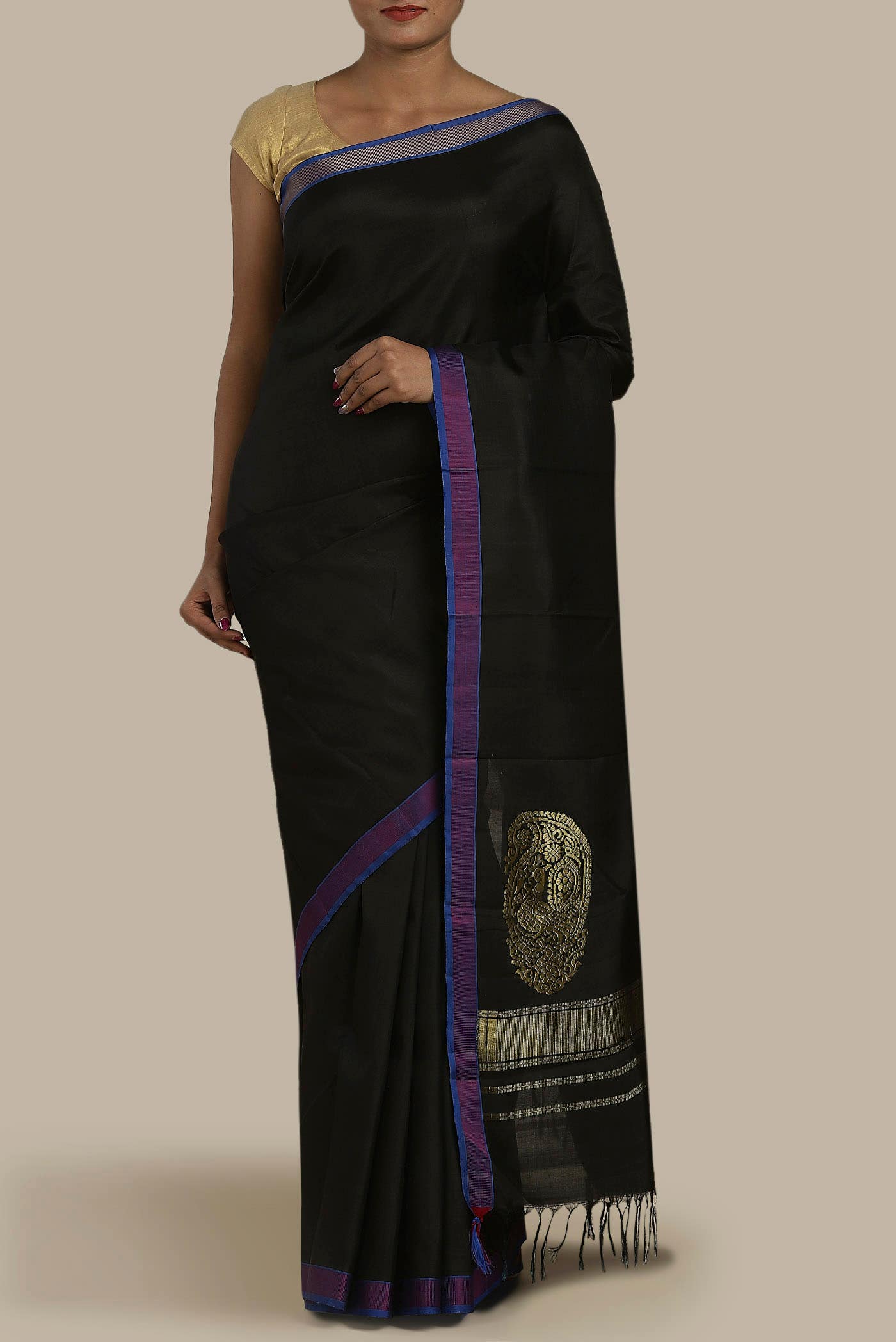 Black Kanchipuram Silk Saree