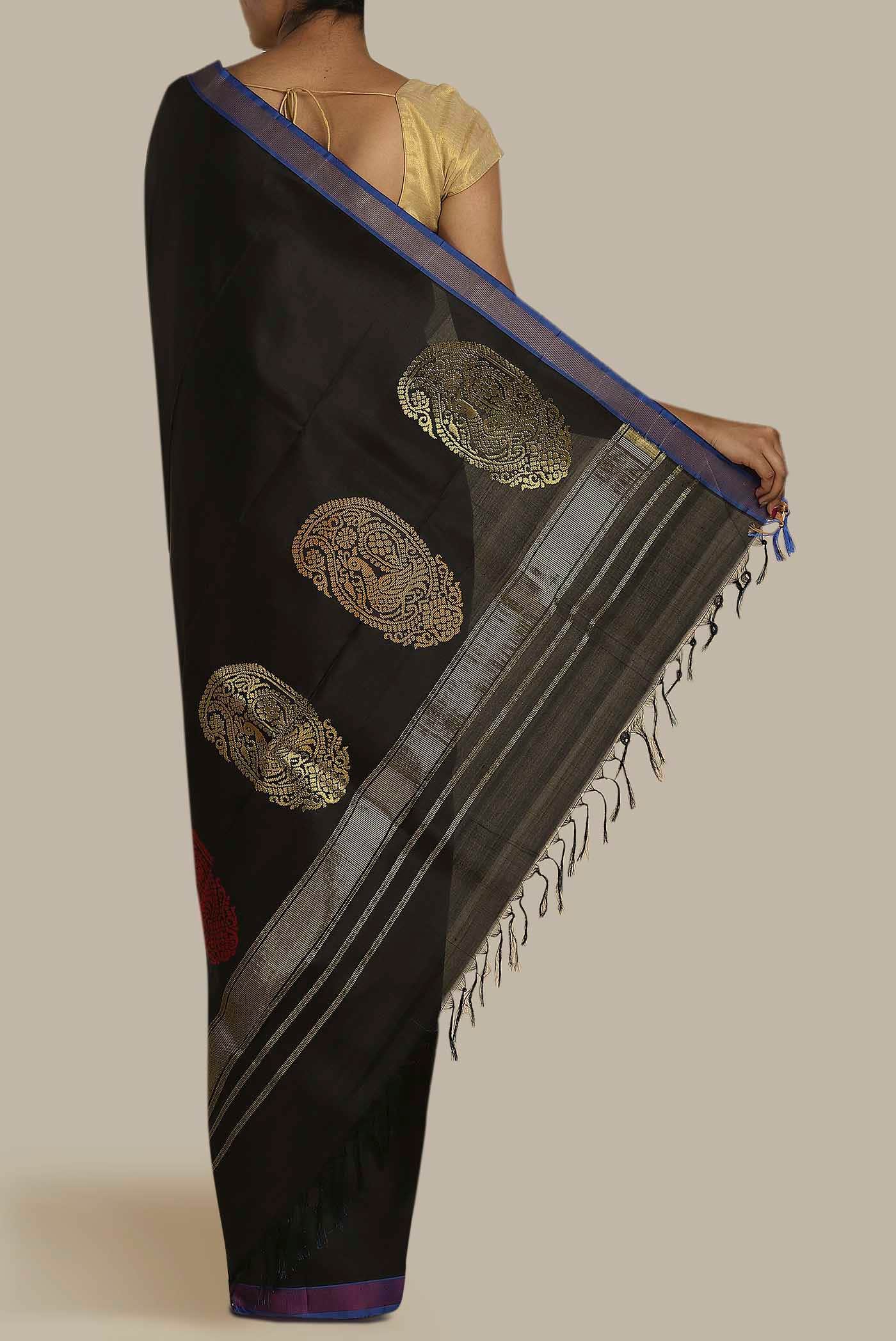 Black Kanchipuram Silk Saree