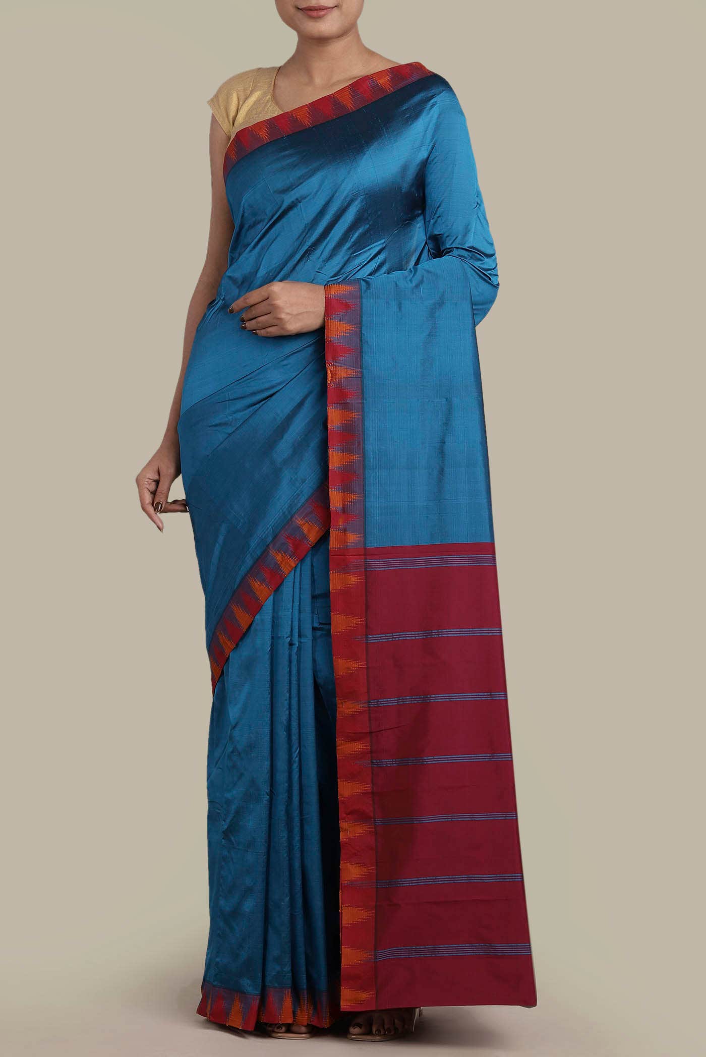 Blue Blended Bangalore Silk Saree