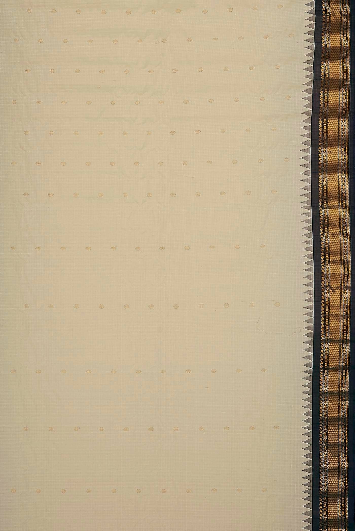 White Gadwal Silk Cotton Saree