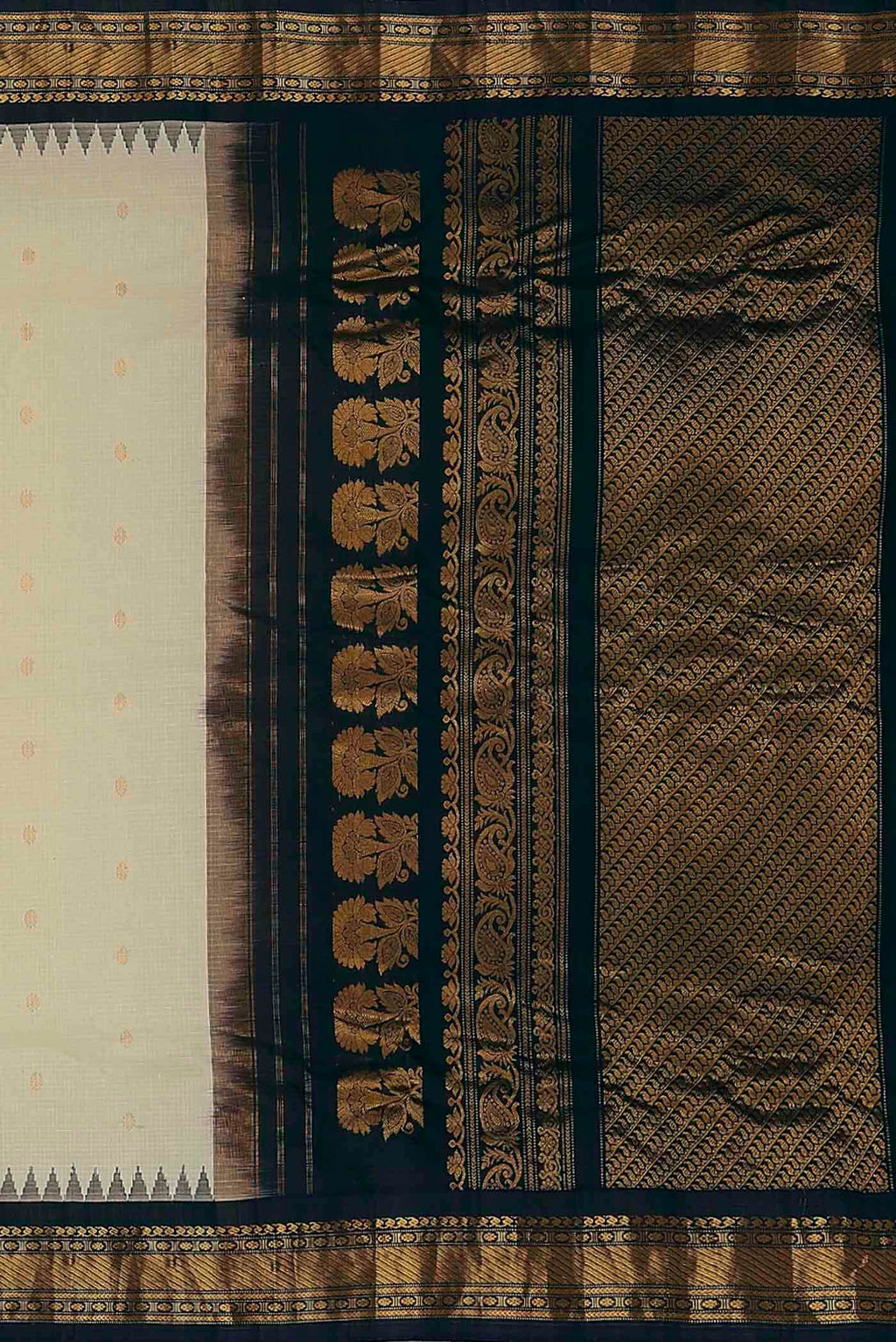 White Gadwal Silk Cotton Saree