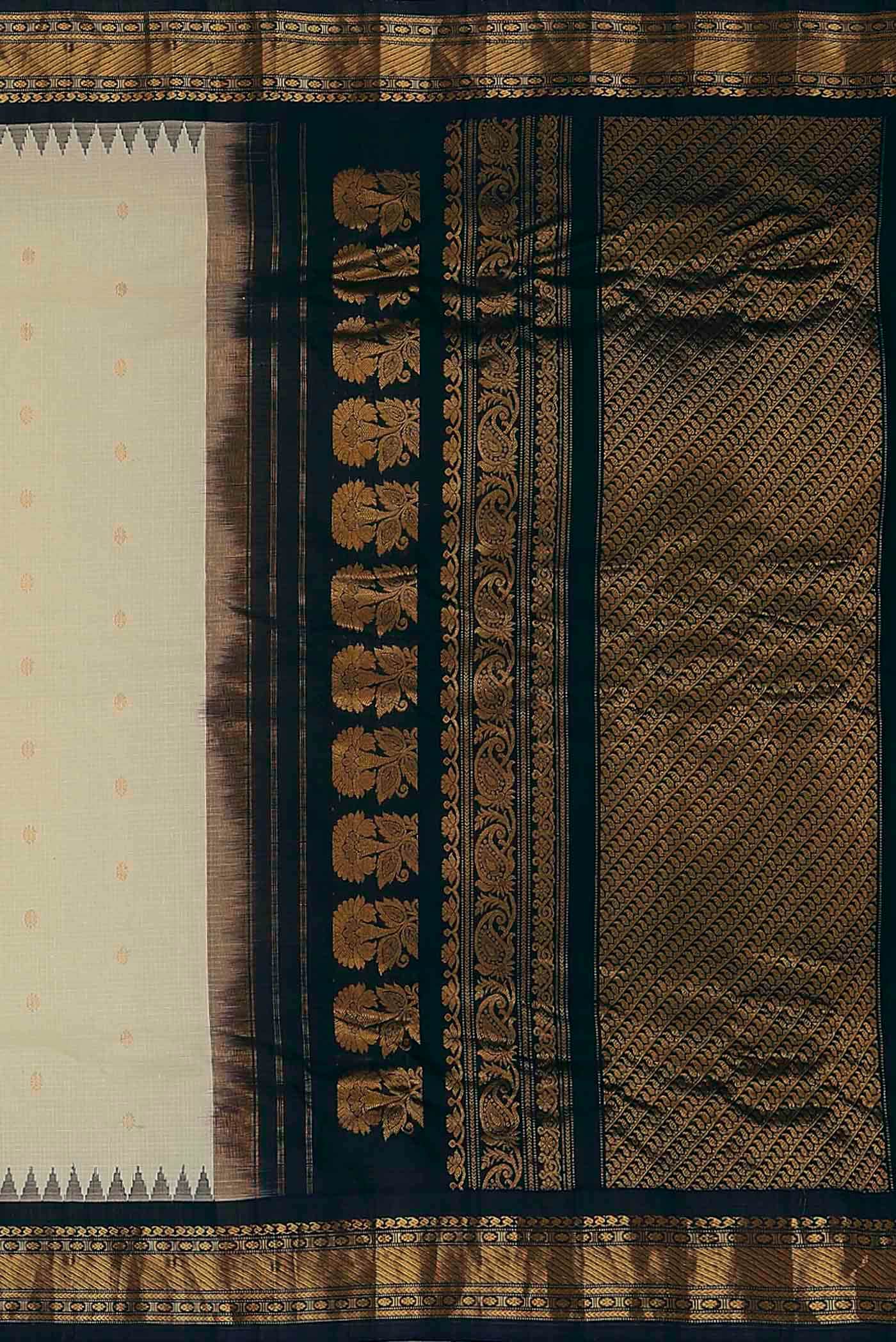 White Gadwal Silk Cotton Saree
