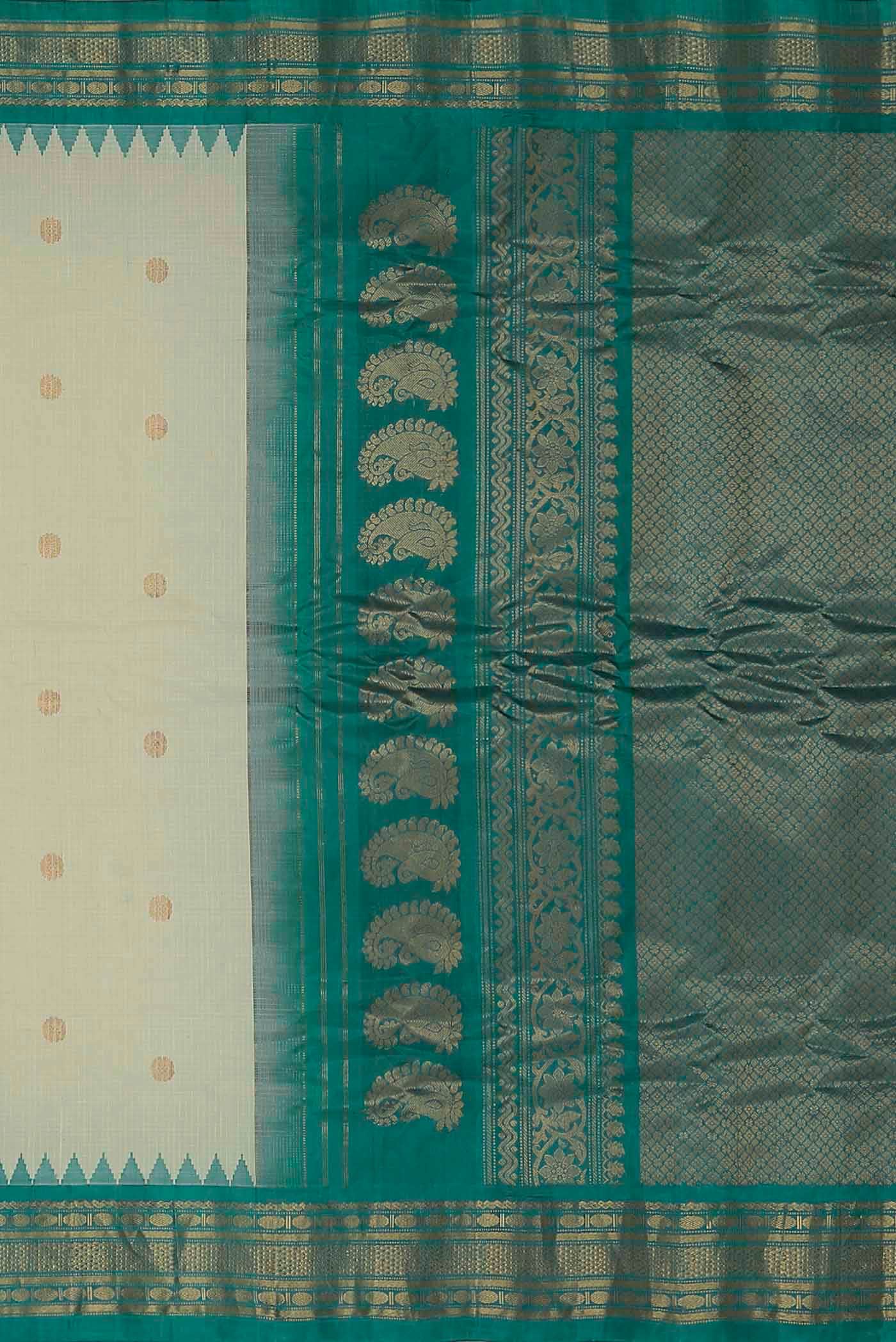 Off White Gadwal Silk Cotton Saree