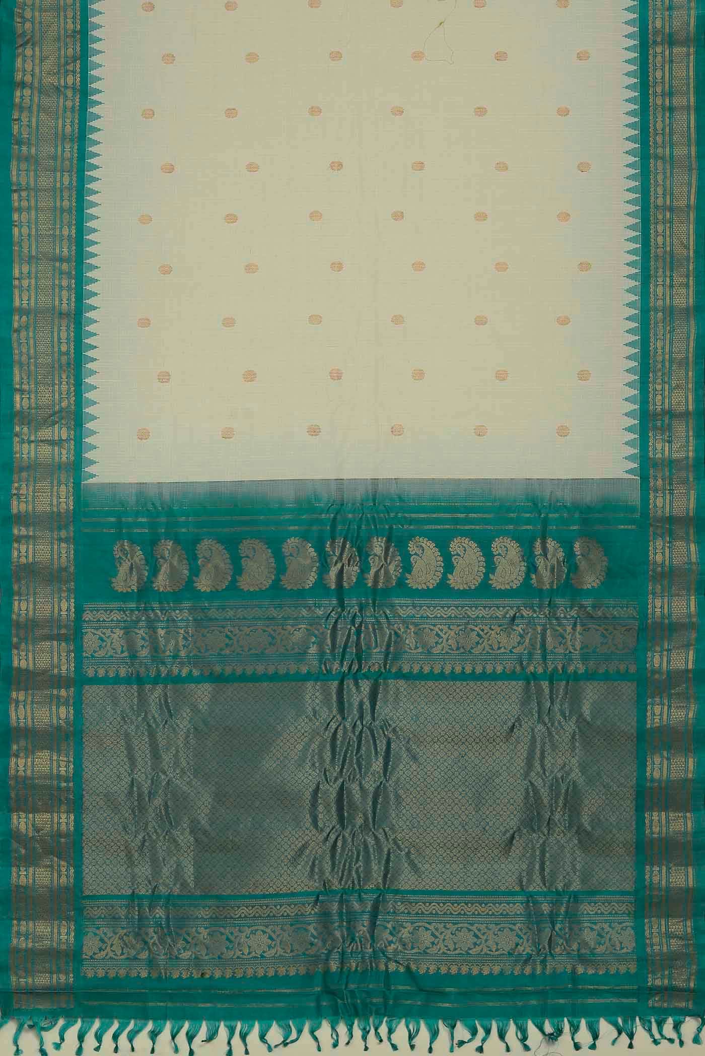 Off White Gadwal Silk Cotton Saree