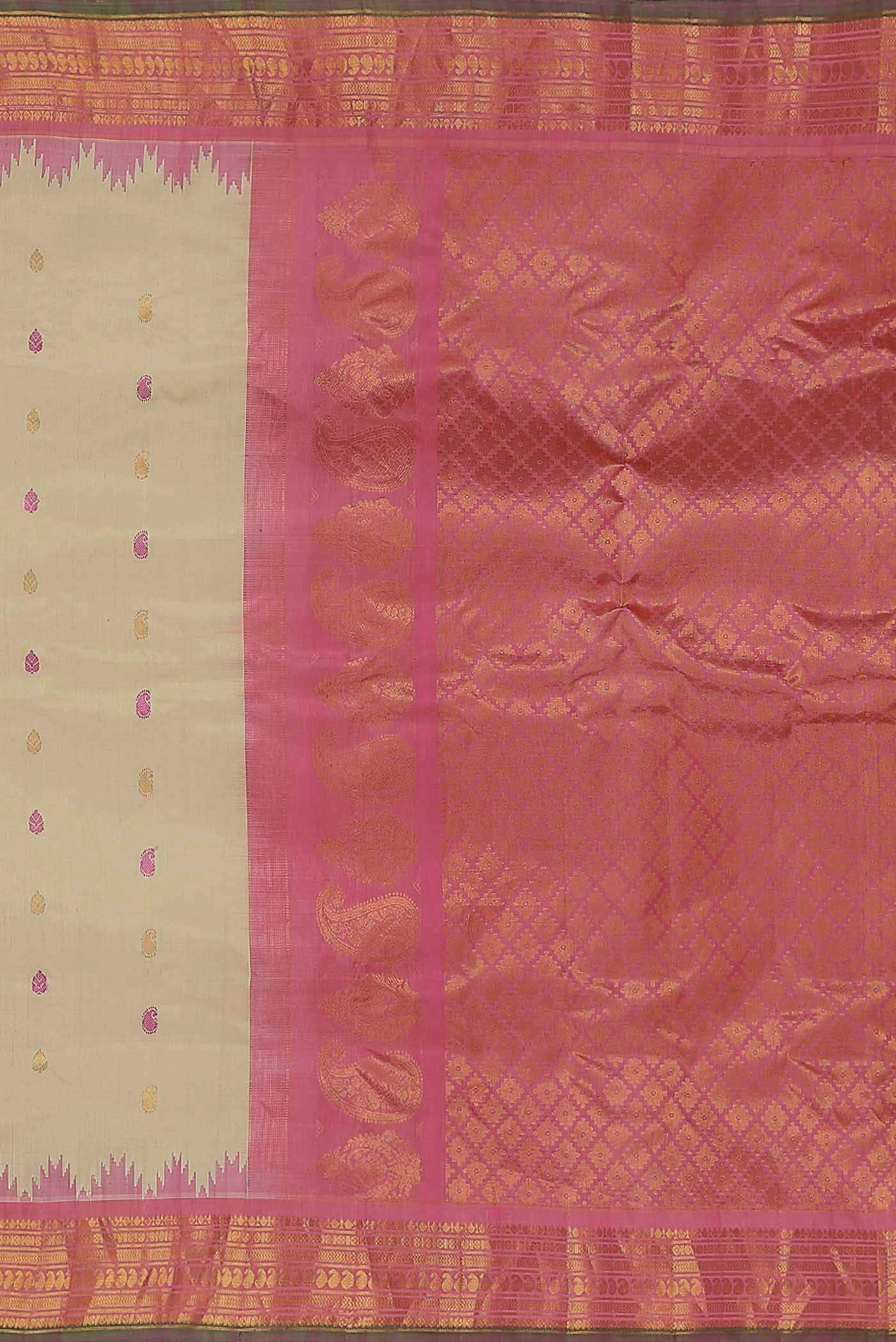 Beige Gadwal Silk Saree