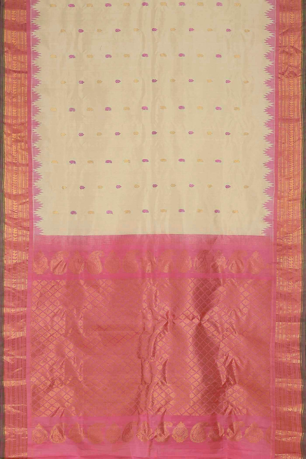 Beige Gadwal Silk Saree