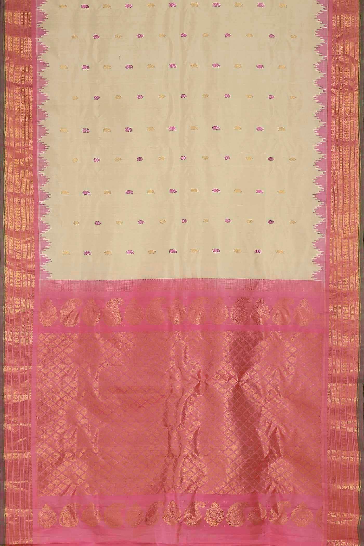 Beige Gadwal Silk Saree