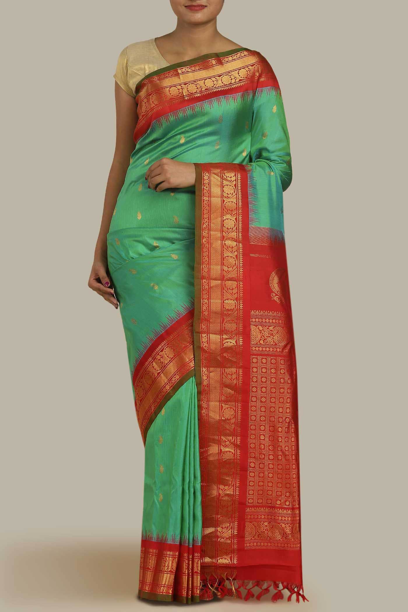 Green Gadwal Silk Saree
