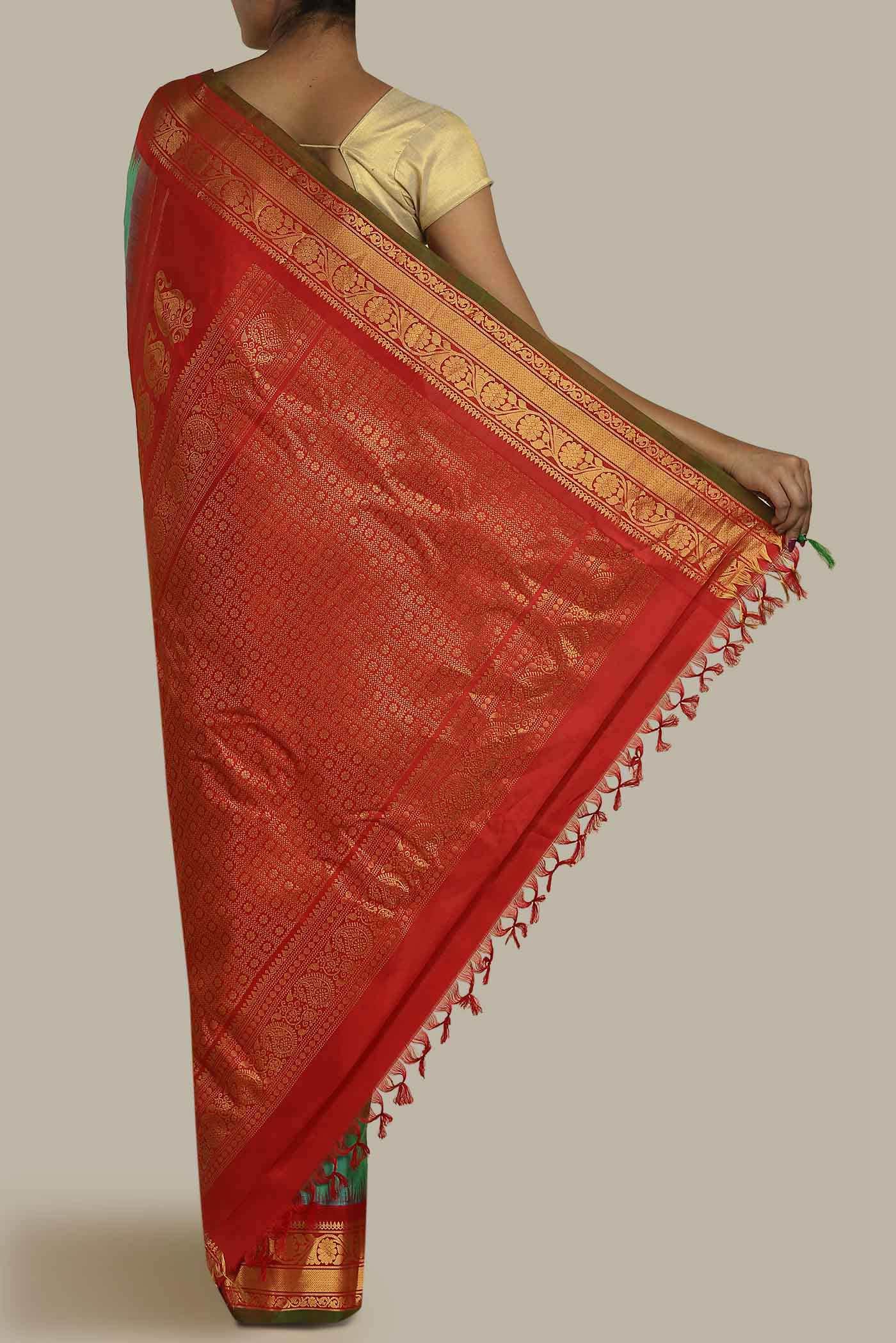 Green Gadwal Silk Saree