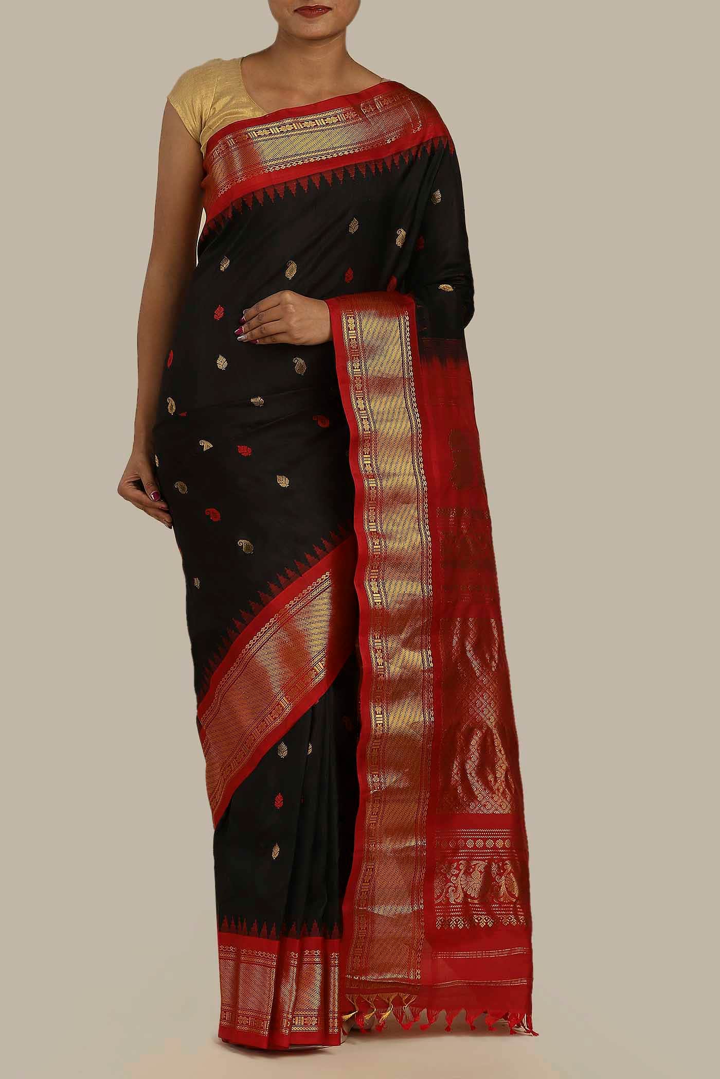 Black Gadwal Silk Saree