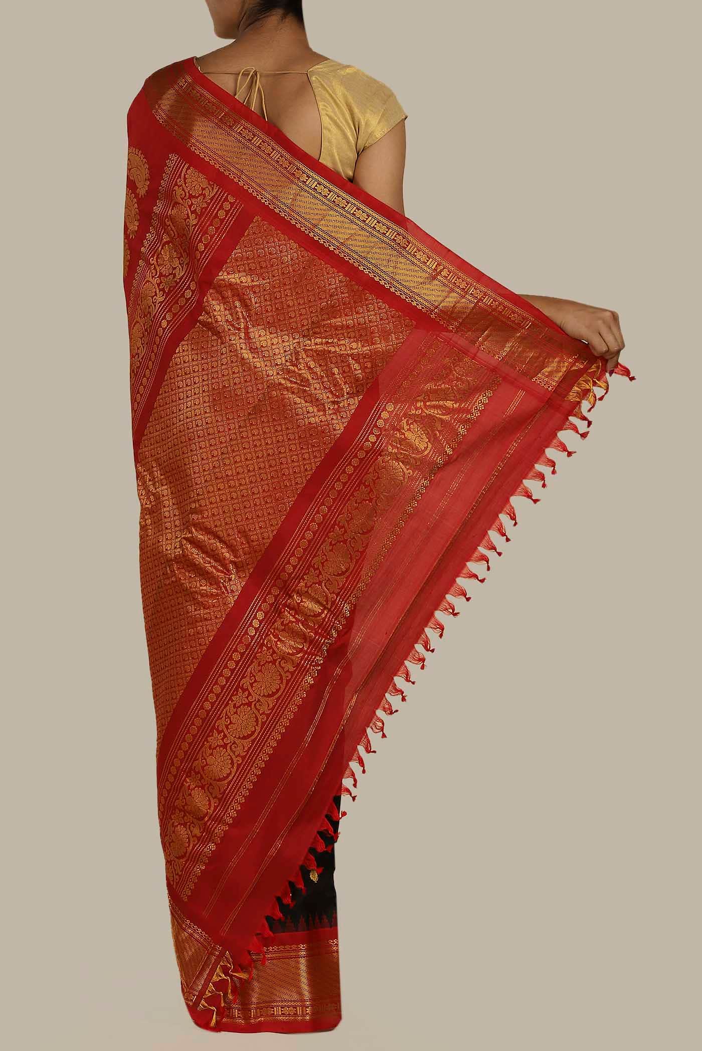 Black Gadwal Silk Saree