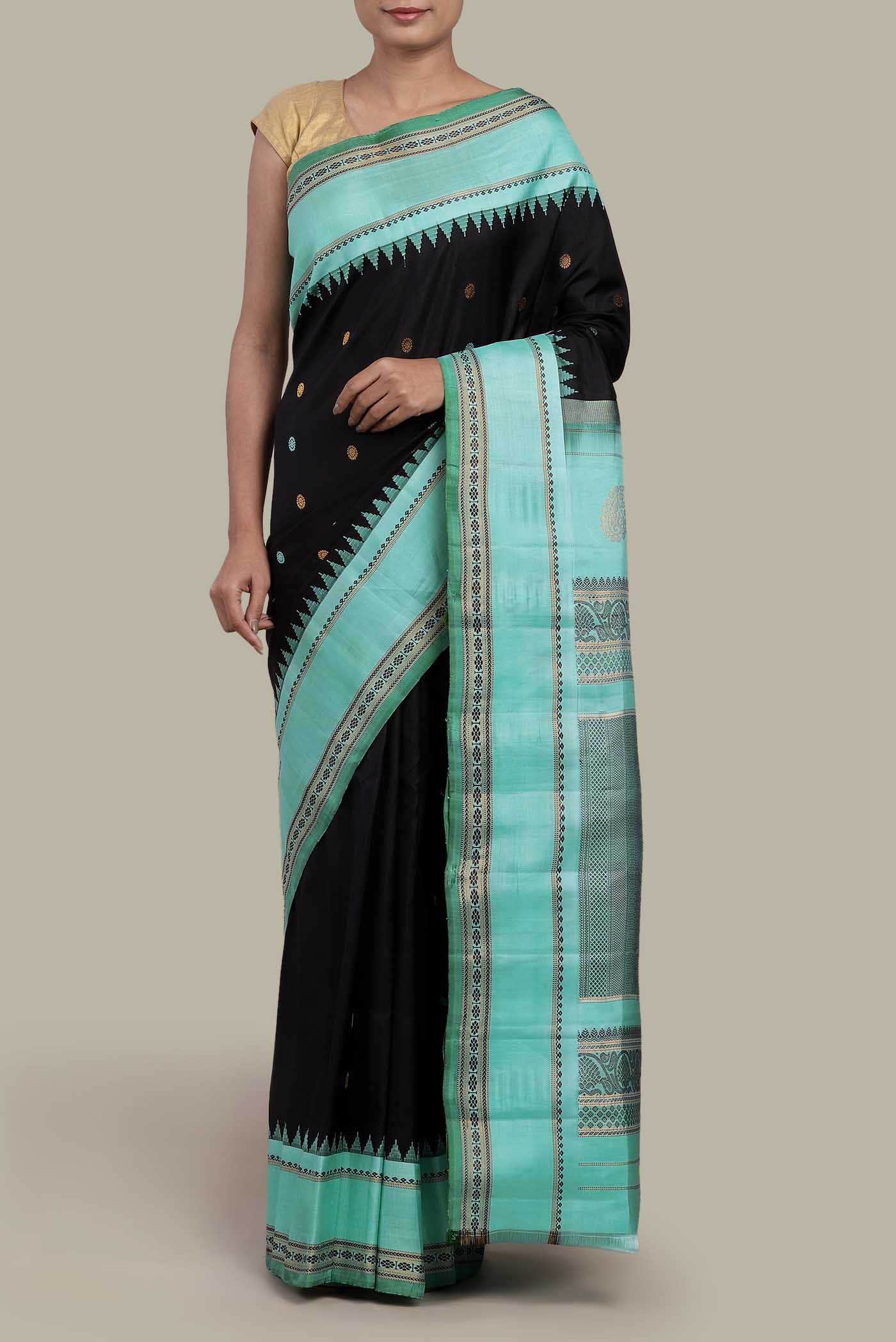 Black Gadwal Silk Saree