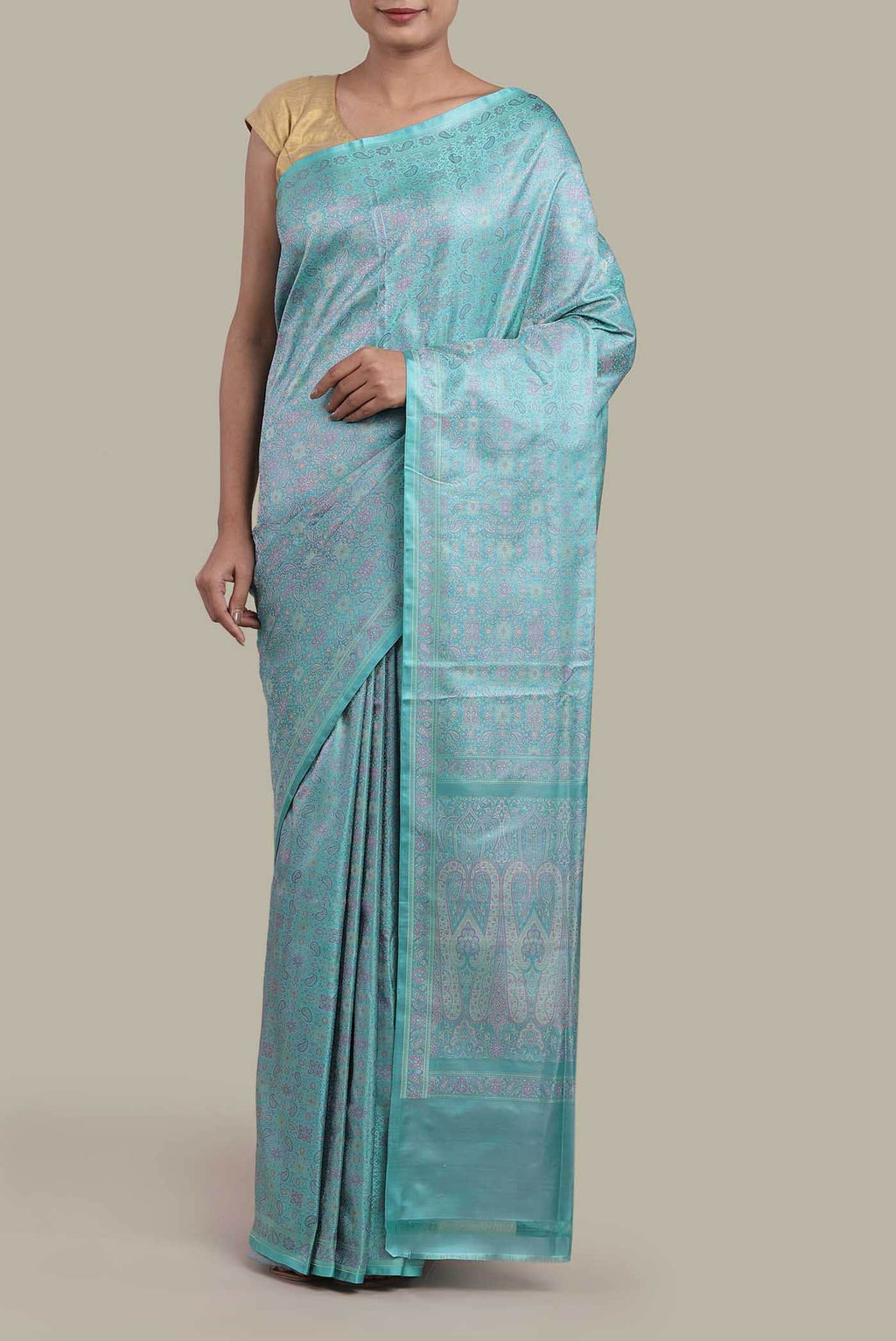 Blue Banarasi Tanchoi Silk Saree