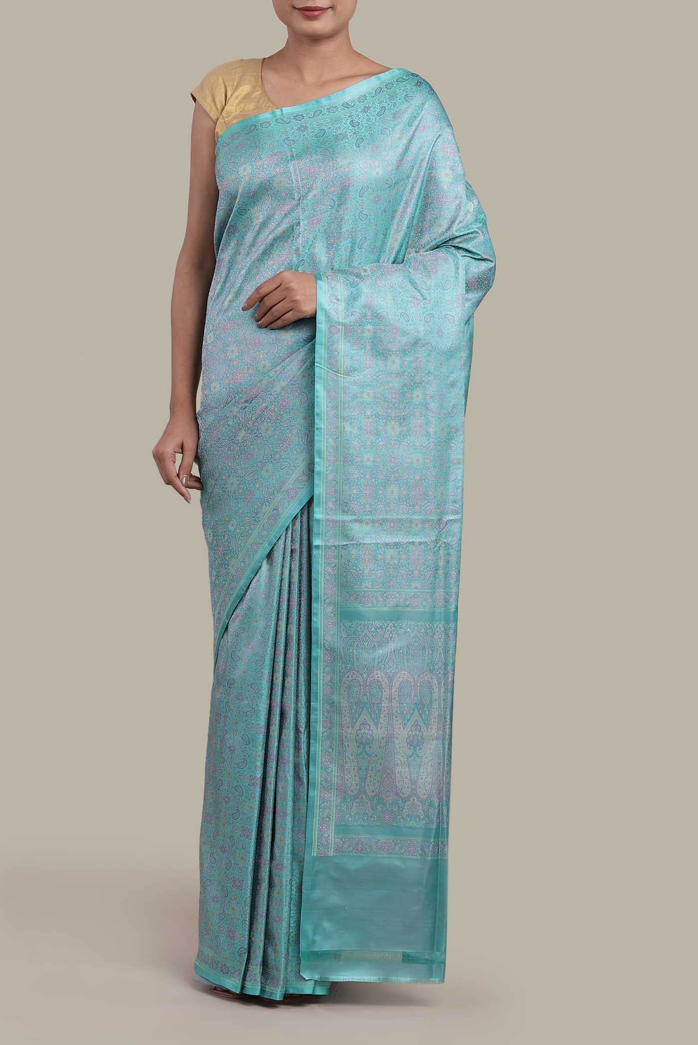 Blue Banarasi Tanchoi Silk Saree