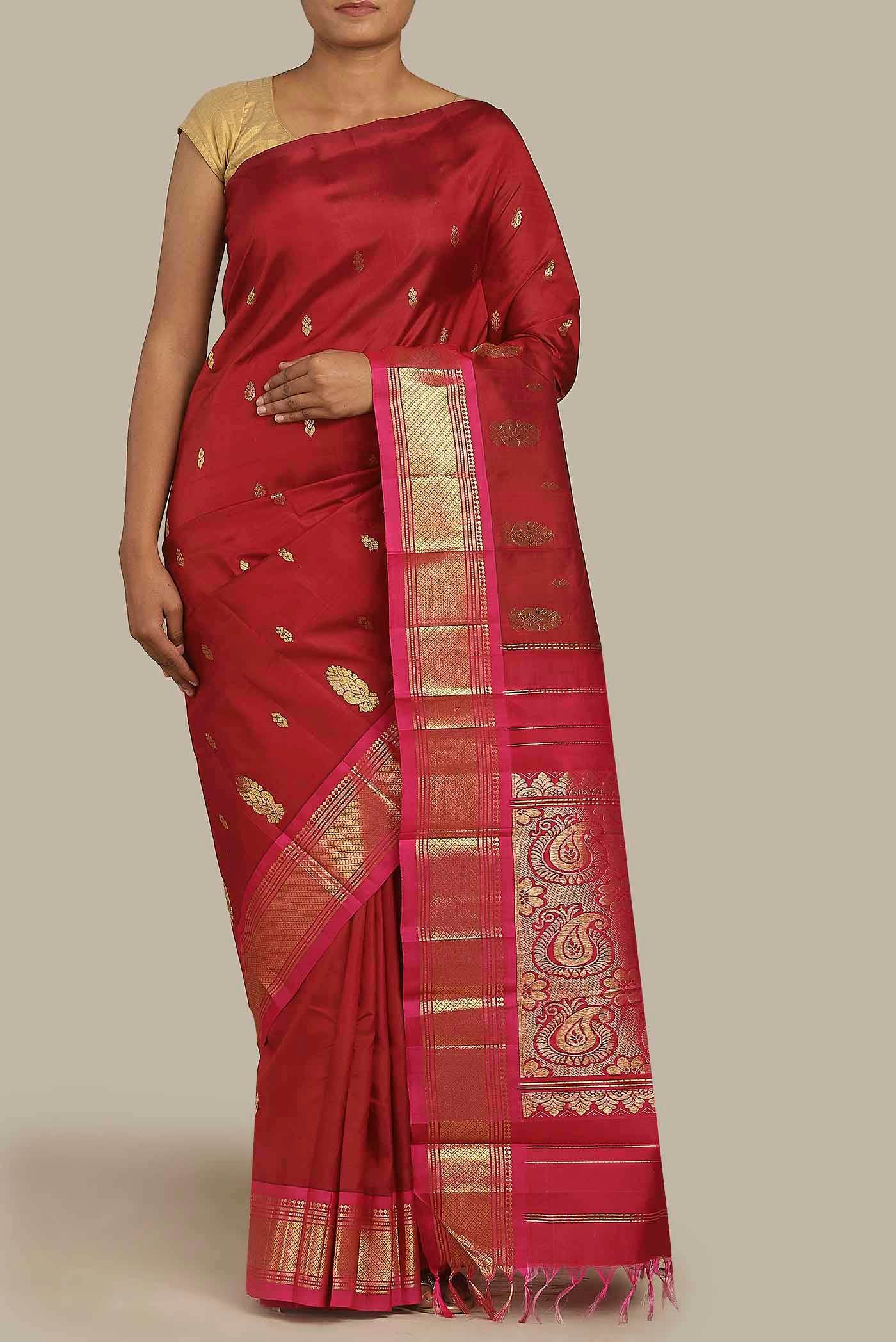 Maroon Kanchipuram Silk Saree