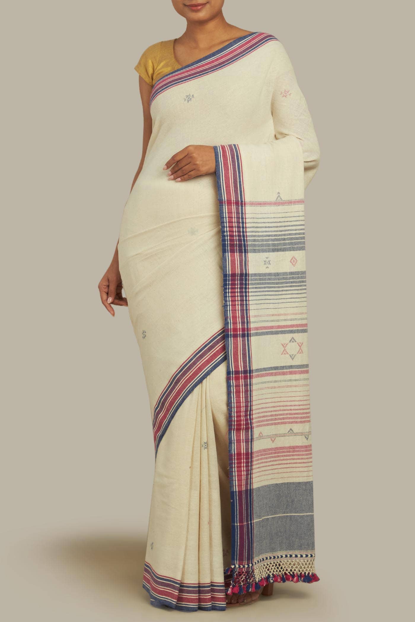 Cream Bengal Cotton Saree