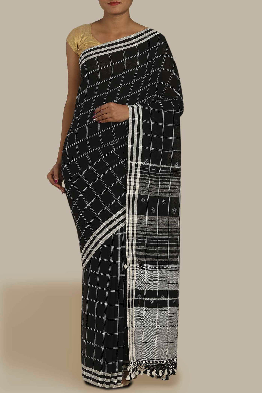 Black Handloom Cotton Saree