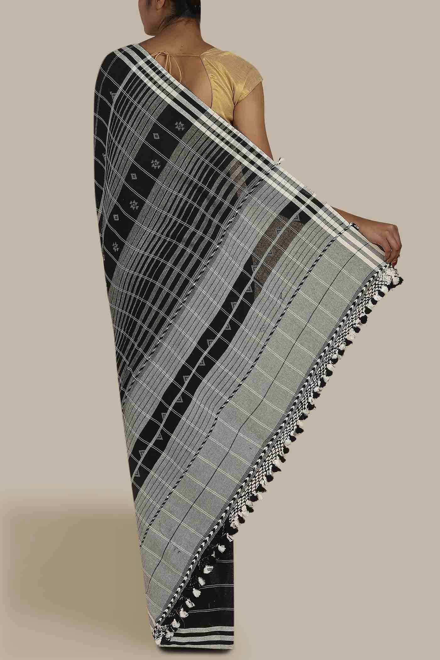 Black Handloom Cotton Saree