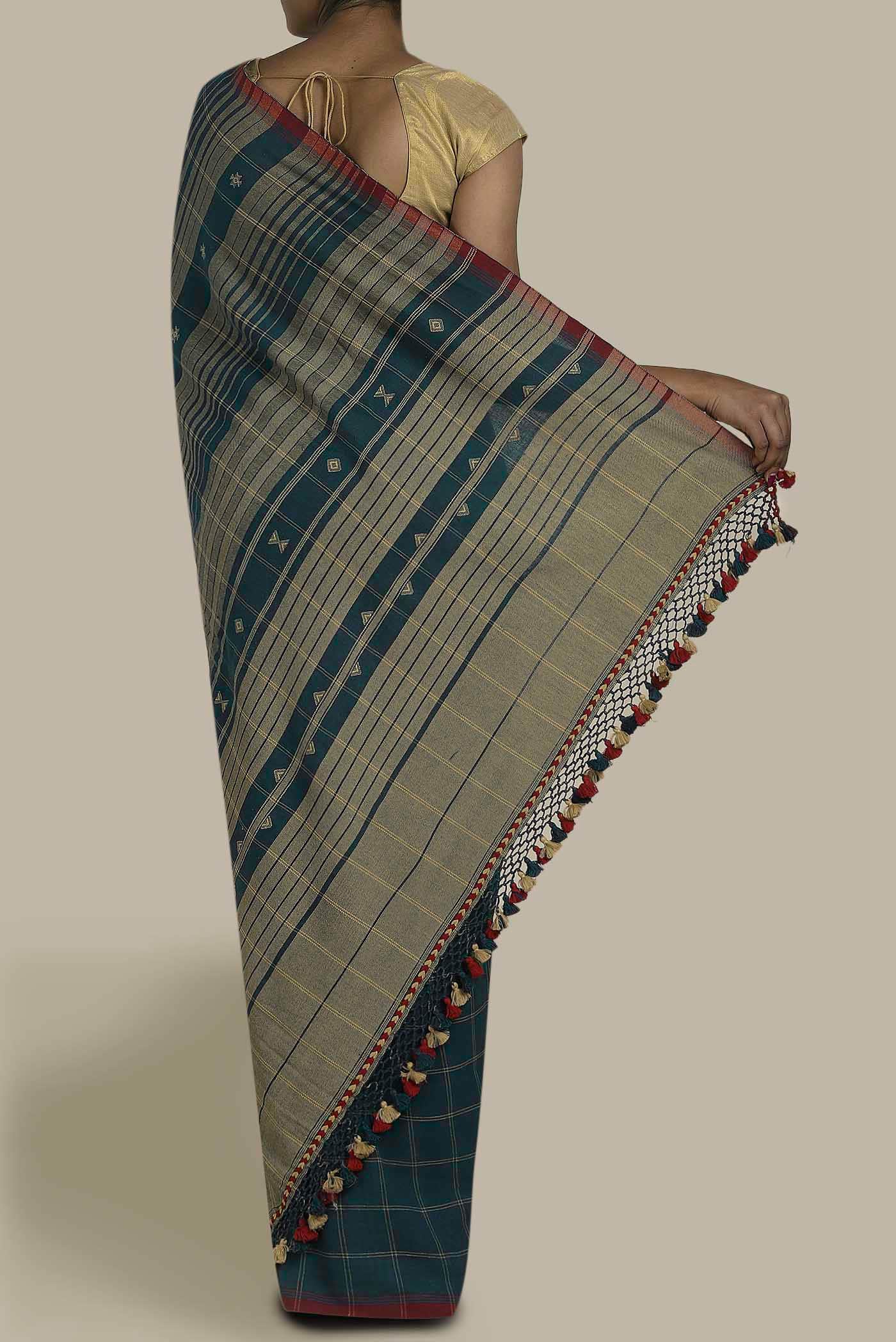 Blue Handloom Cotton Saree