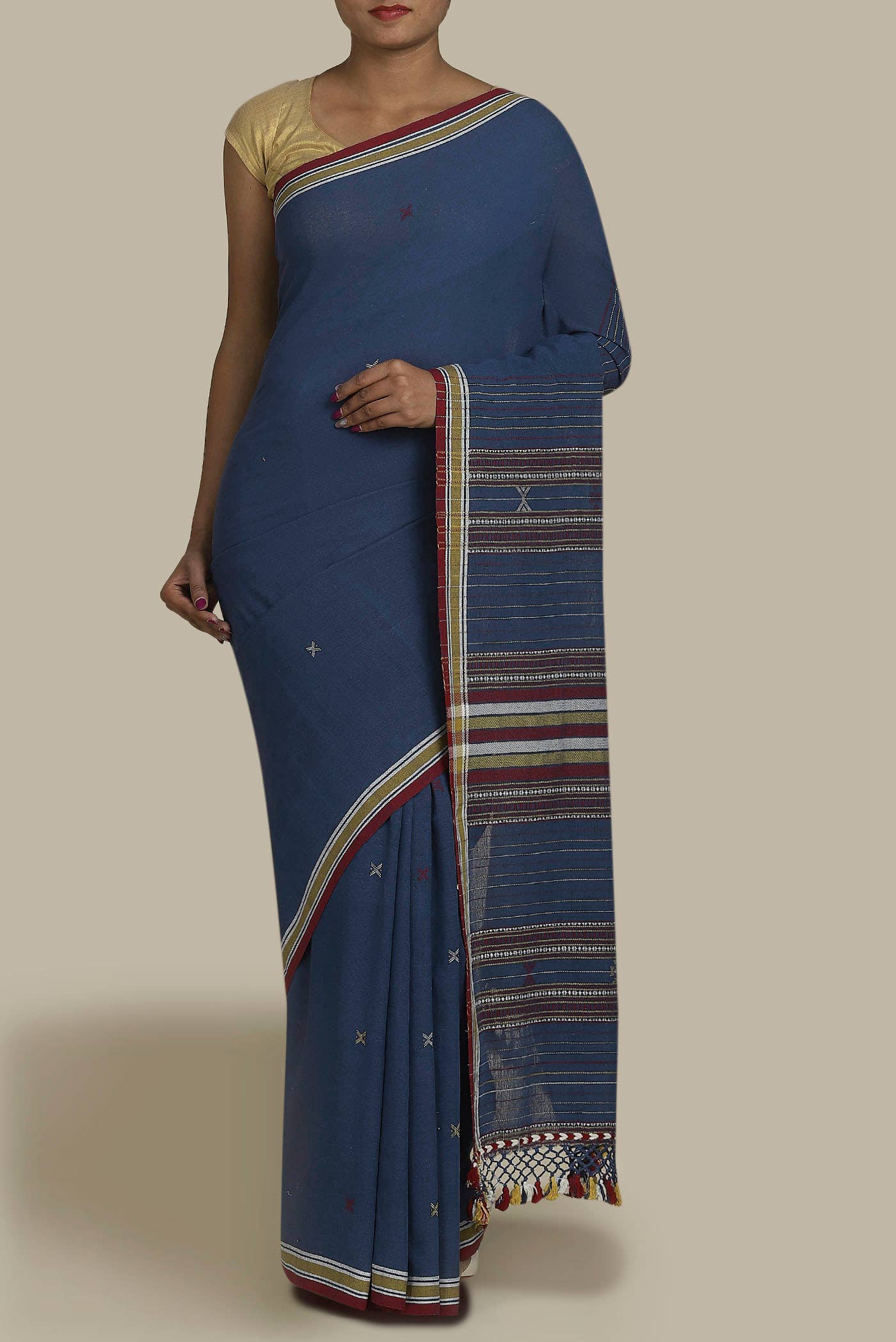 Blue Handloom Cotton Saree