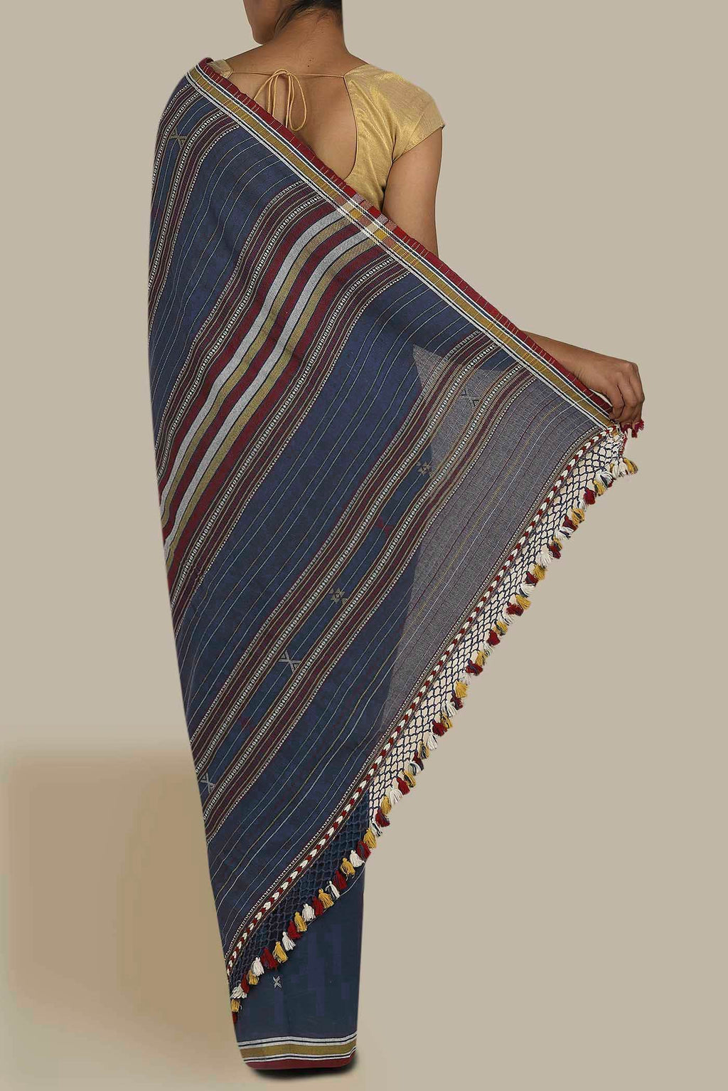 Blue Handloom Cotton Saree