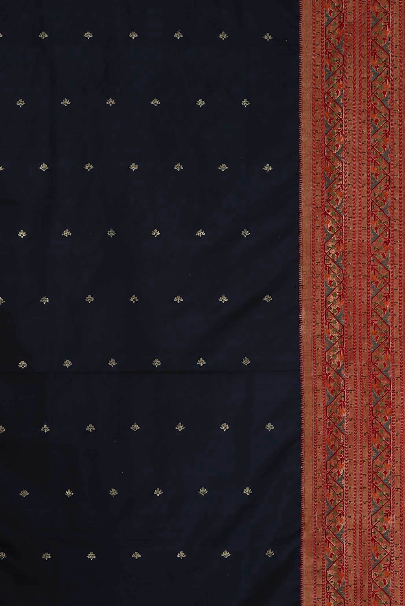 Pure Silk Pure Zari Navy Blue Paithani Saree