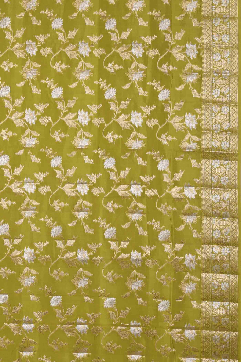 Green Banarasi Raw Silk Saree