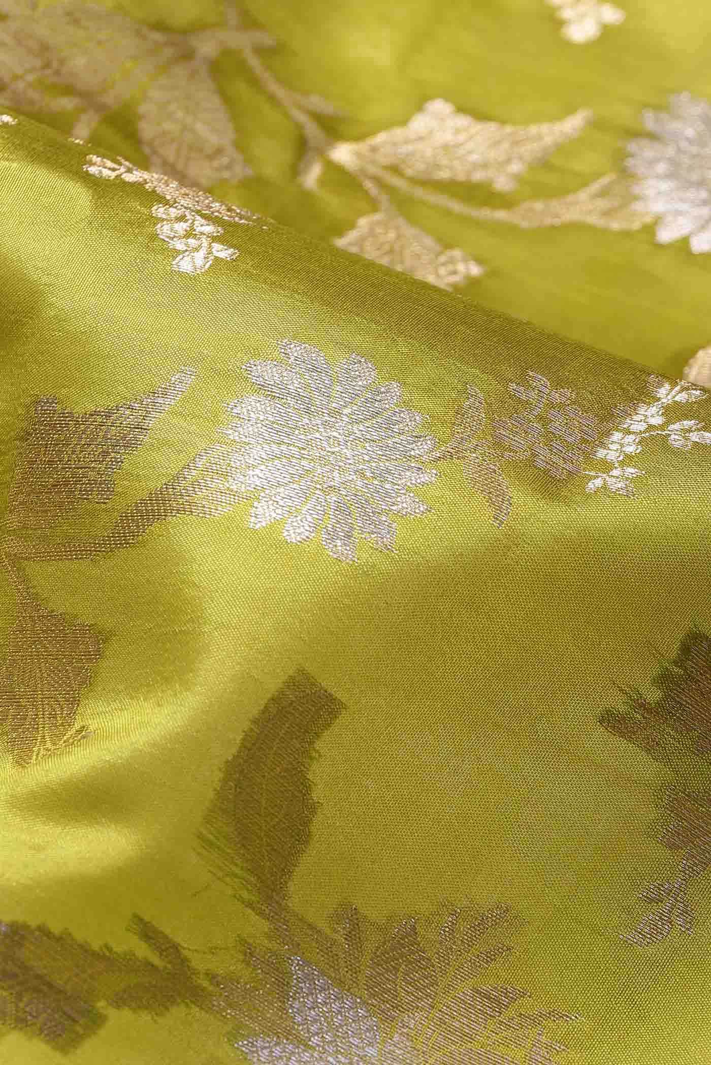 Green Banarasi Raw Silk Saree