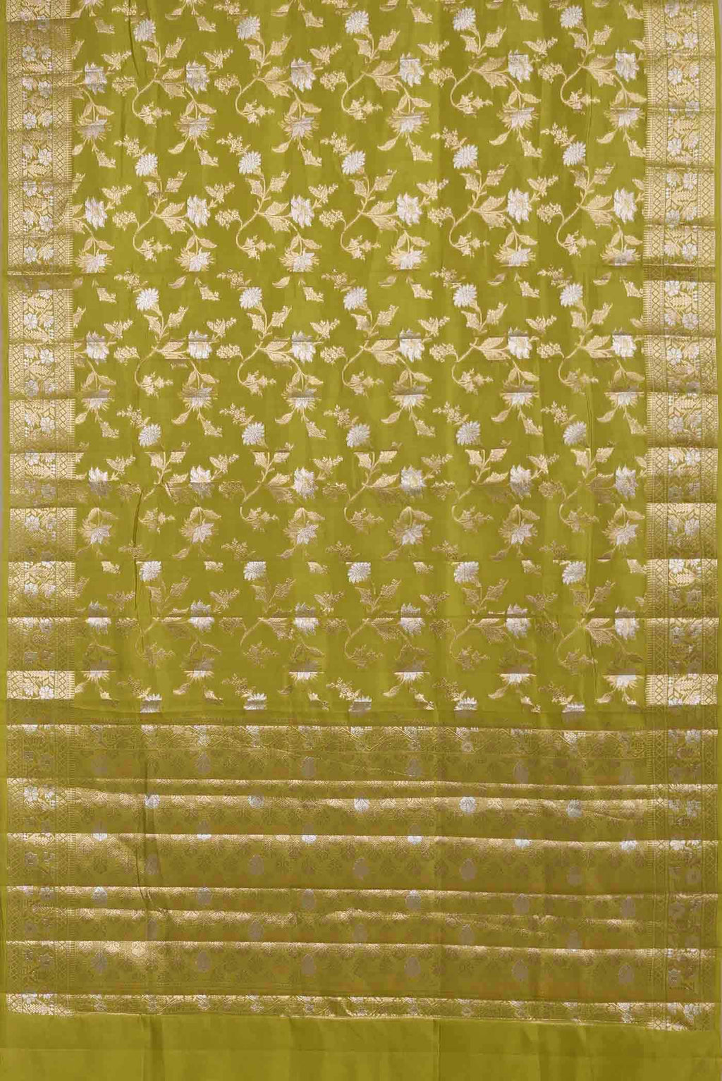 Green Banarasi Raw Silk Saree
