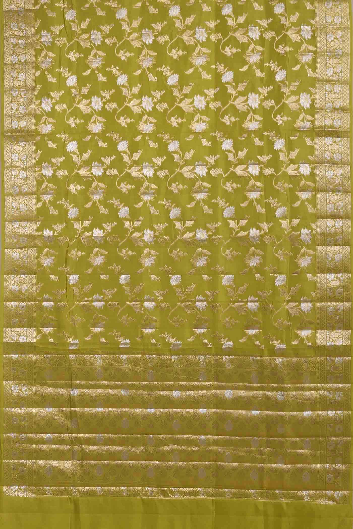 Green Banarasi Raw Silk Saree