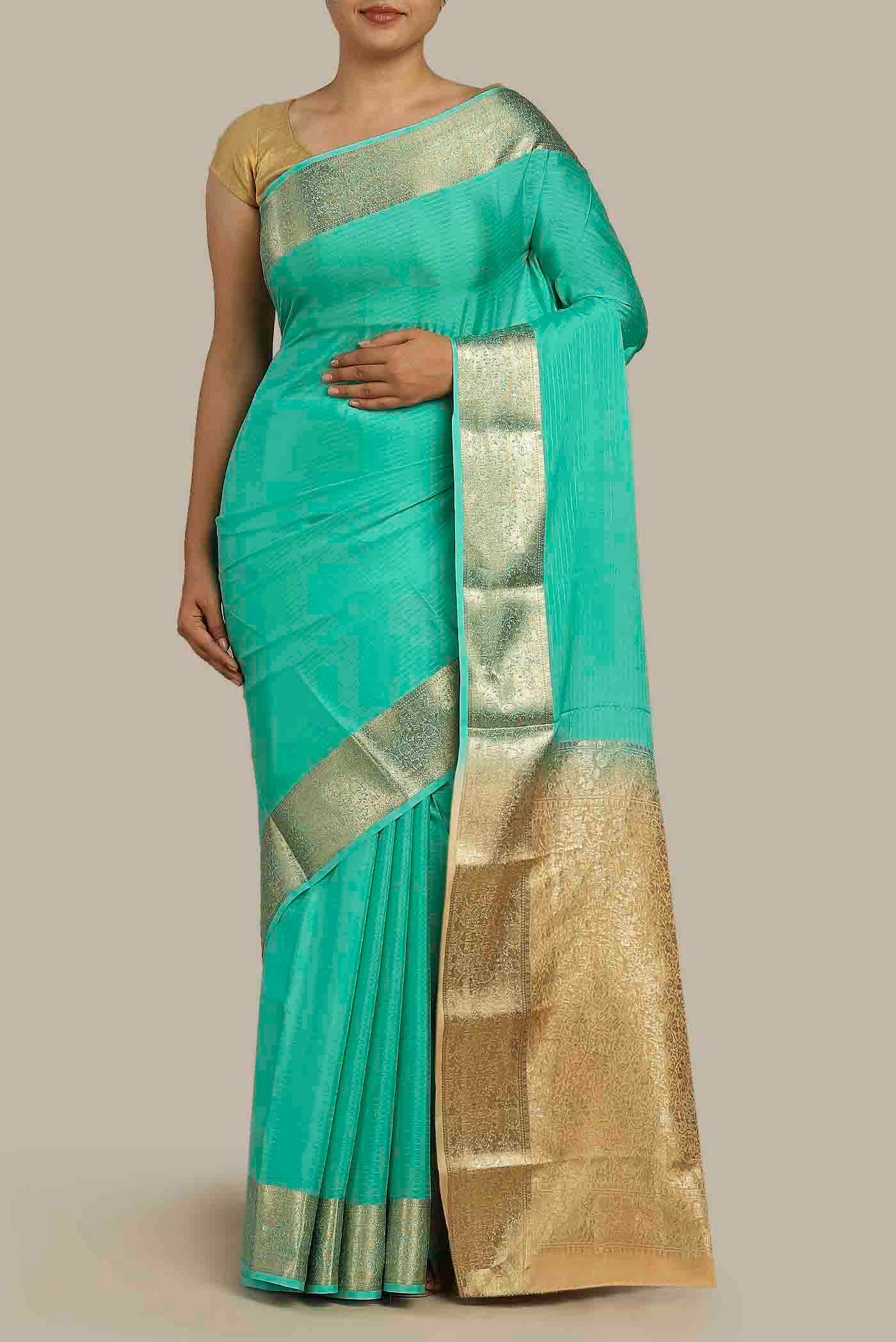Green Mysore Crepe Saree