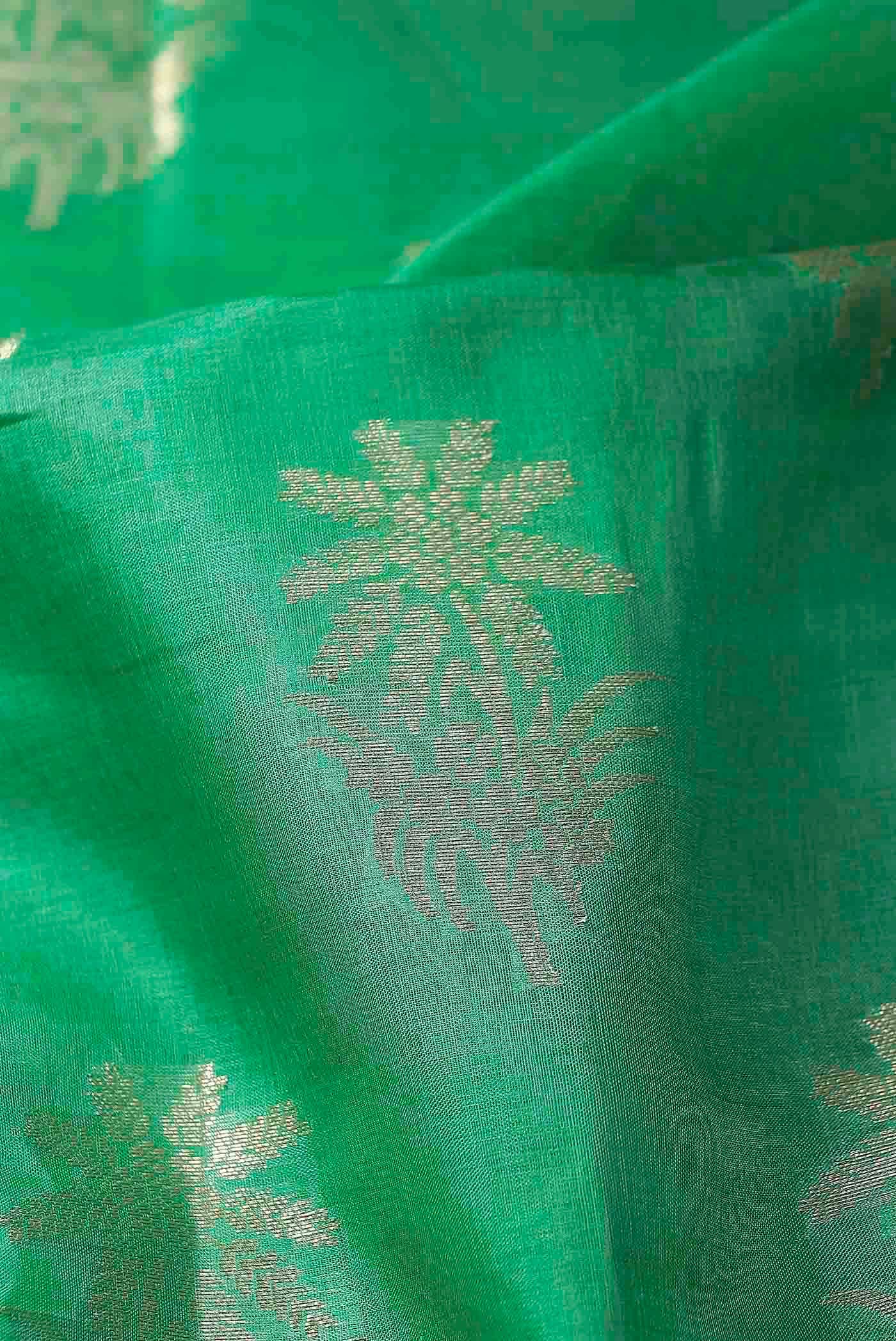 Green Banarasi Tussar Silk Saree
