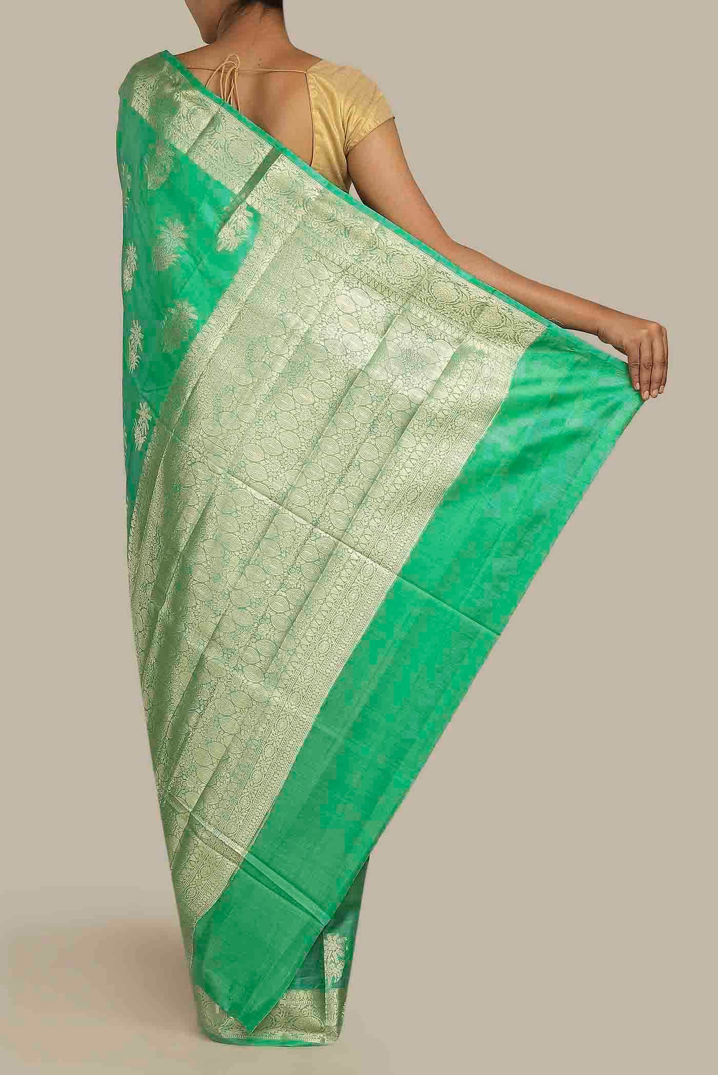 Green Banarasi Tussar Silk Saree