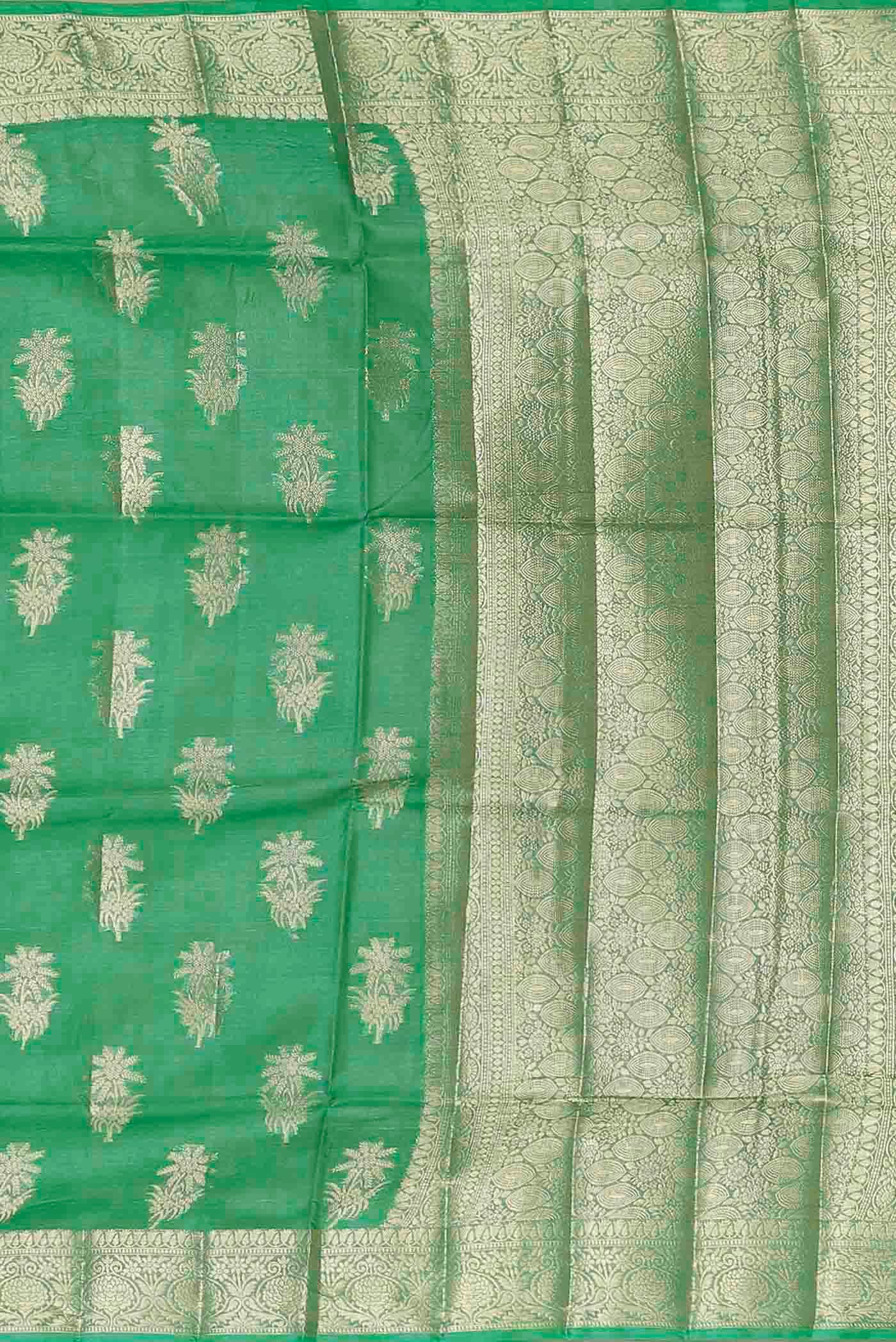 Green Banarasi Tussar Silk Saree
